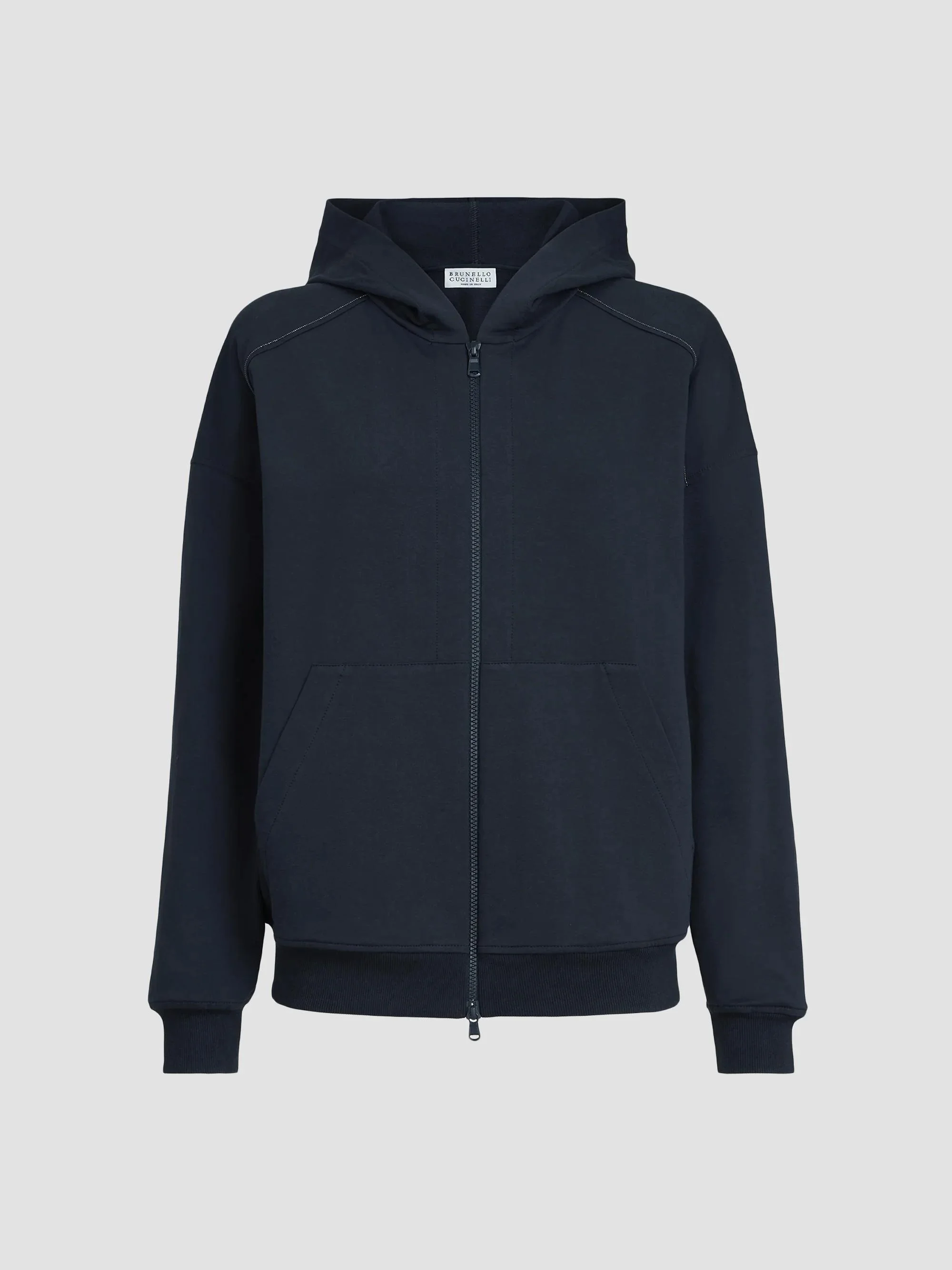 Women's Stretch Cotton Lightweight French Terry Hooded Sweatshirt - Blue - 1