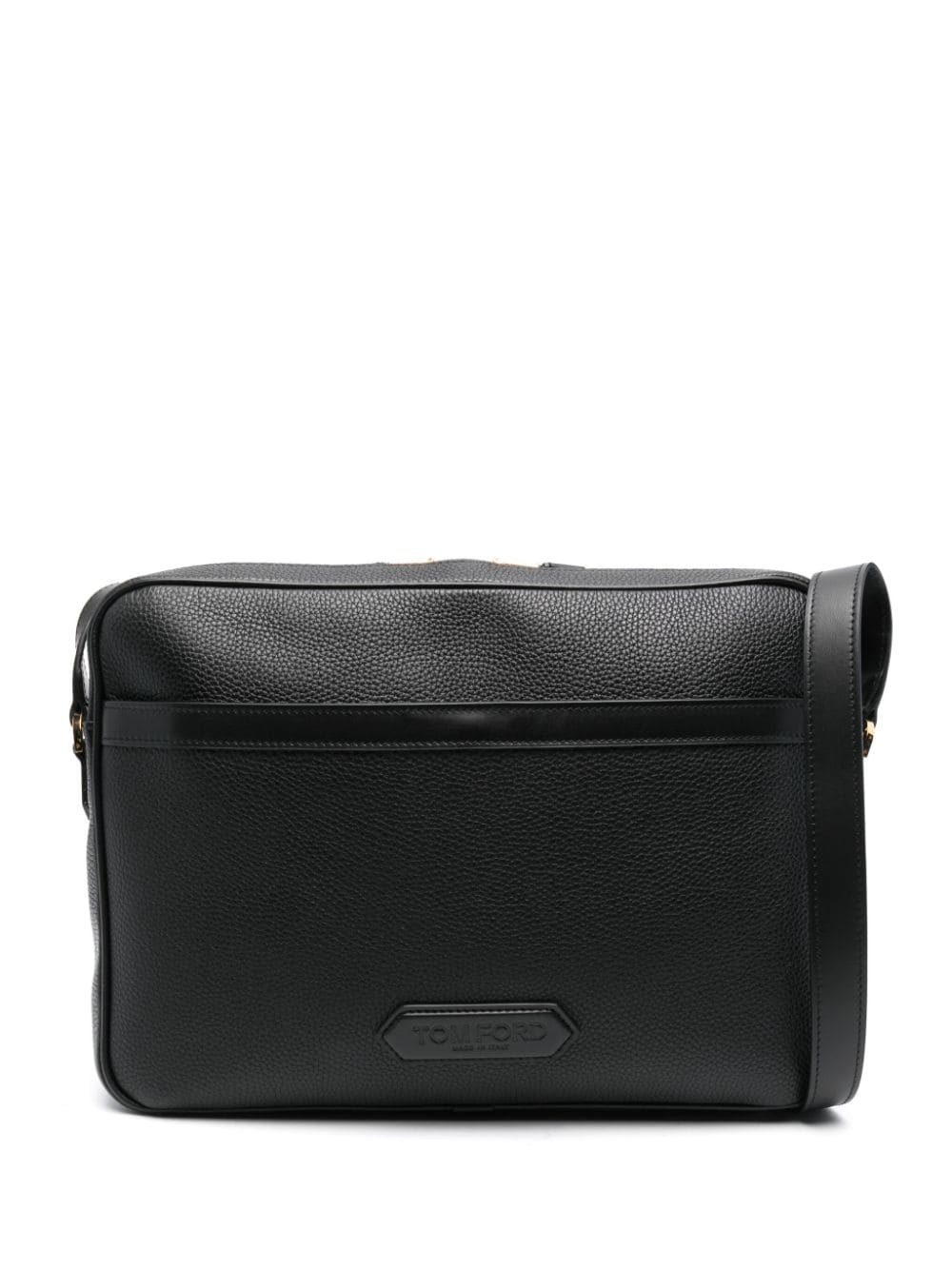 logo-patch leather briefcase - 1