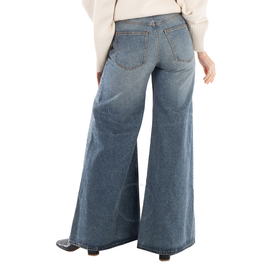 Chloe Ladies Faded Denim Wide-Leg Jeans - 5