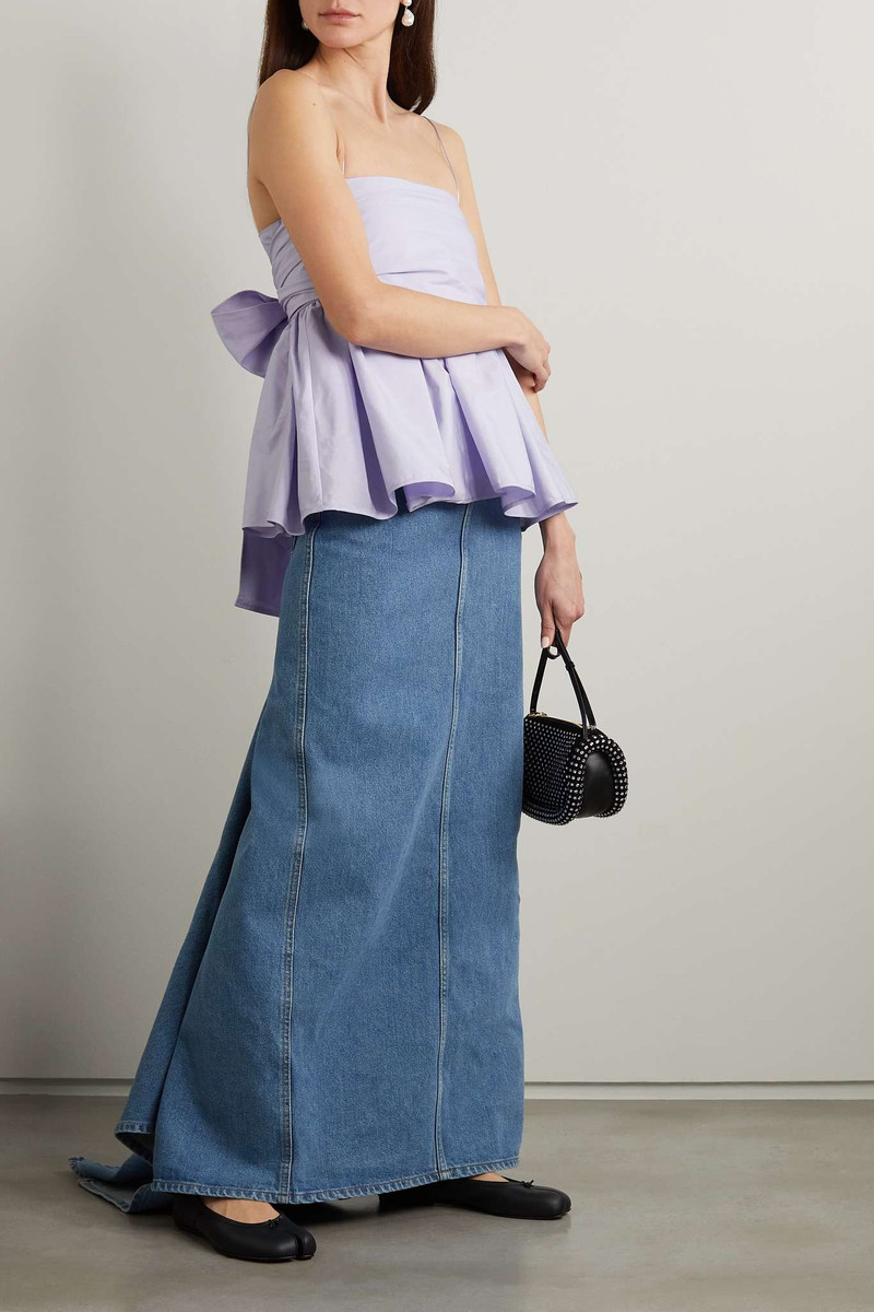CECILIE BAHNSEN James bow-embellished cotton-poplin peplum top outlook
