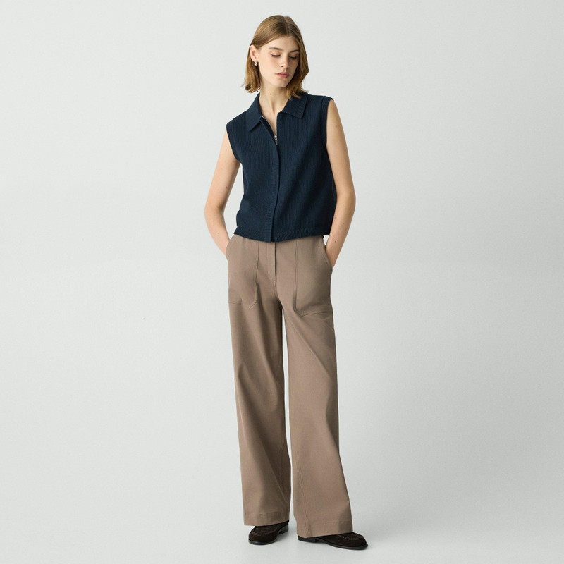 Theory Zip-Up Vest in Rounded Cotton outlook