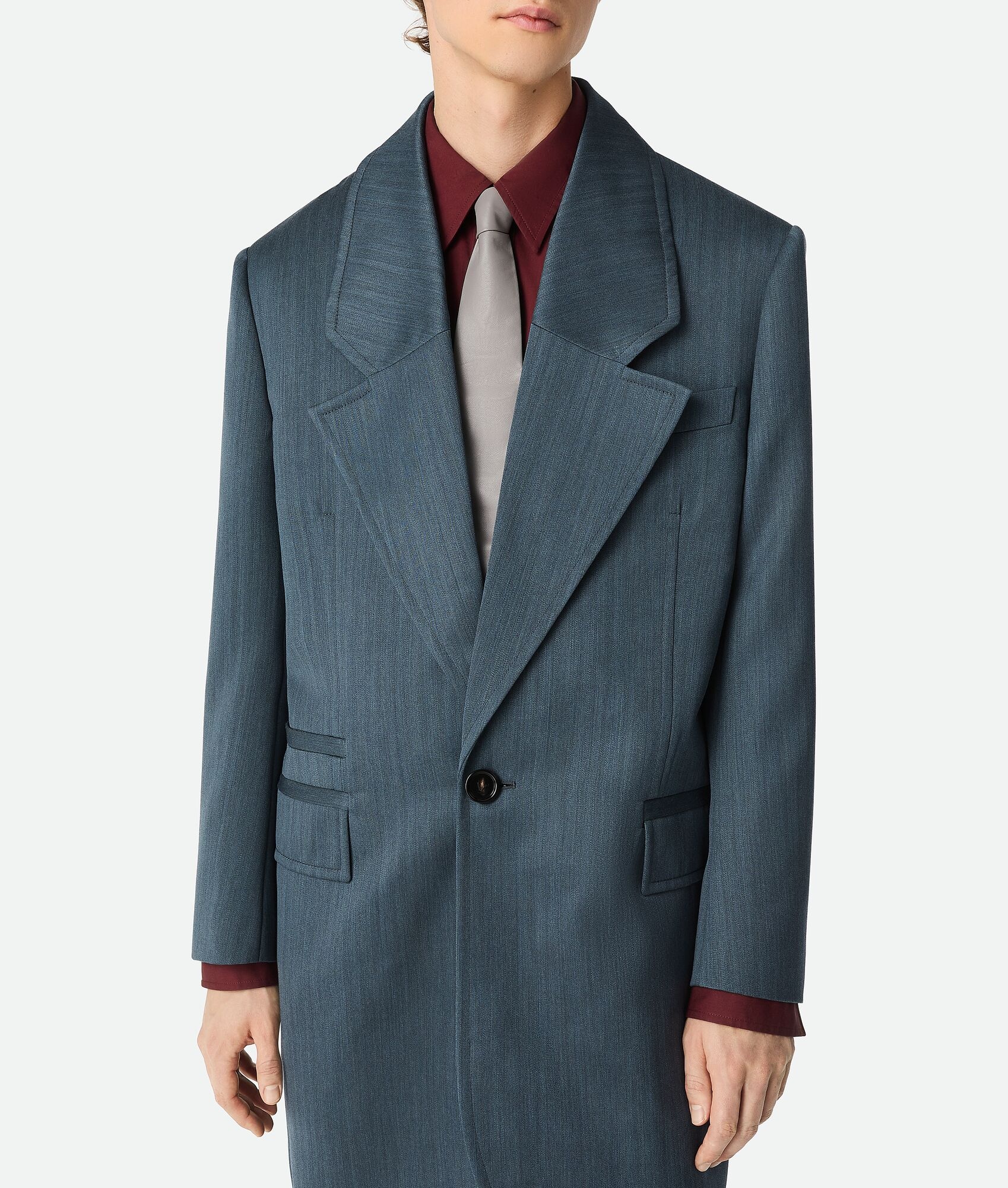 Wool Subtle Chevron Coat - 4
