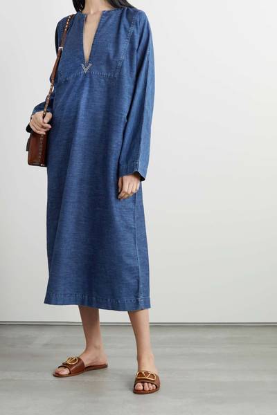 Valentino Embellished denim midi dress outlook