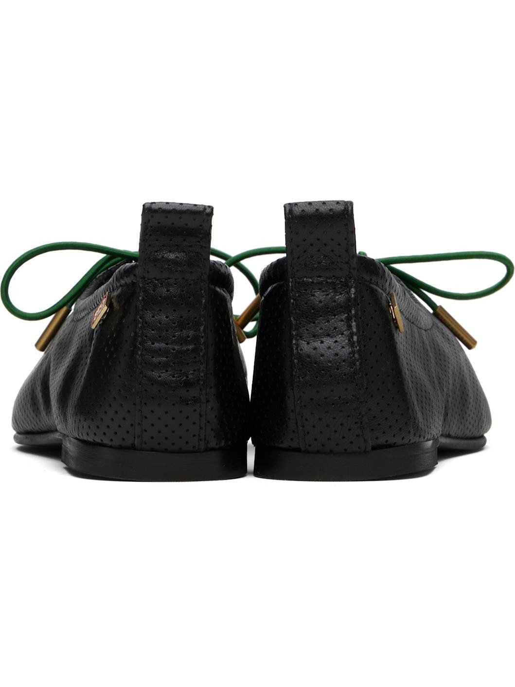 Black Perforated Ballet Flats - 2
