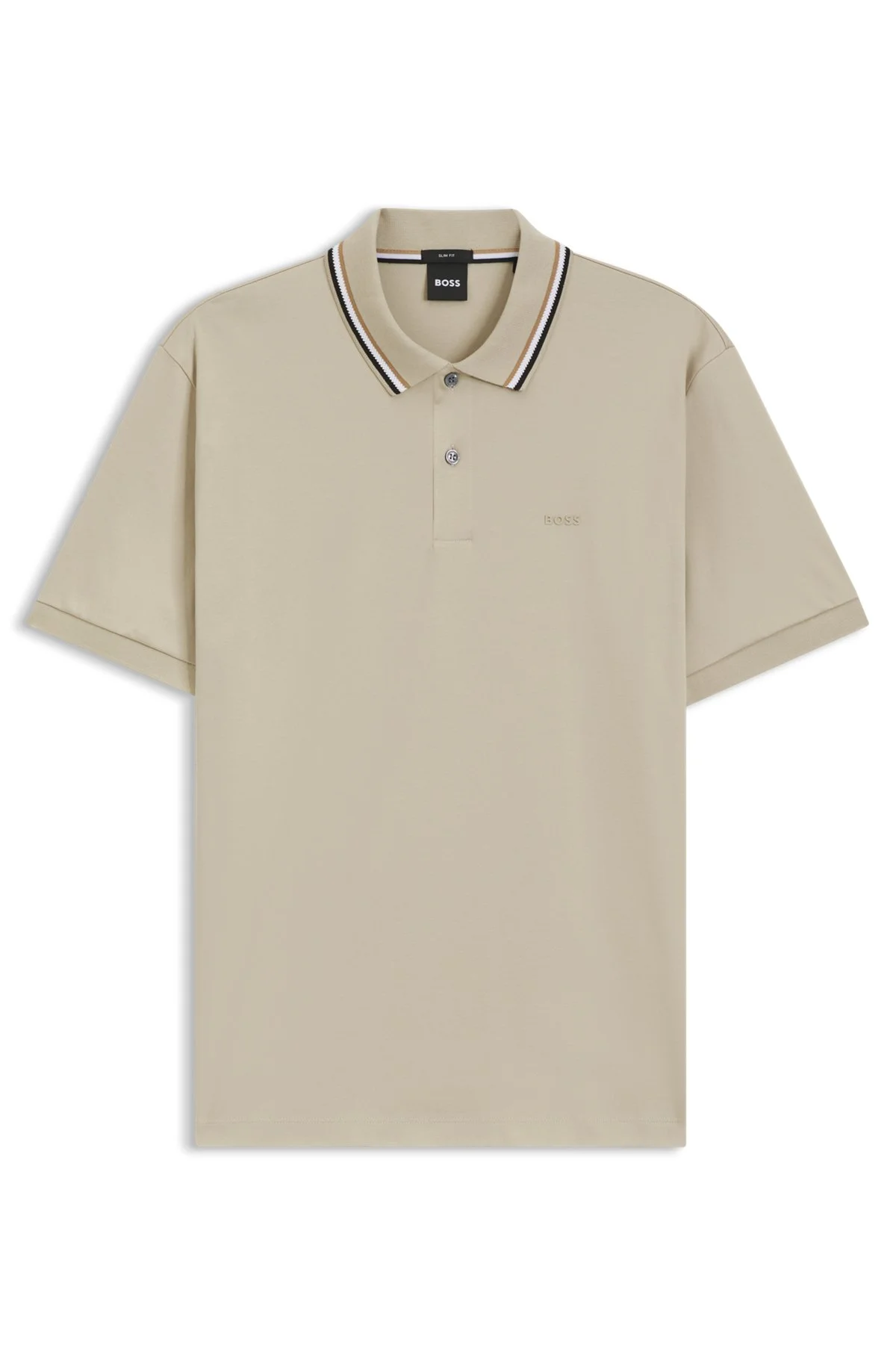 STRIPED-COLLAR SLIM-FIT POLO SHIRT IN COTTON WITH LOGO - 1