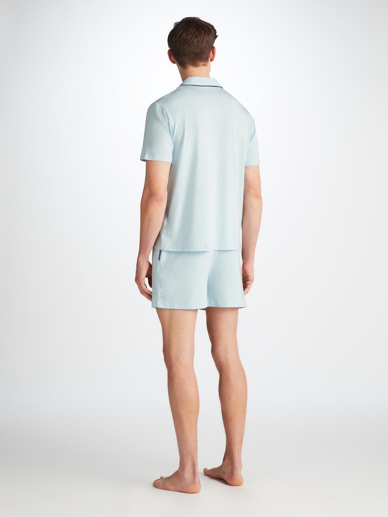 Men's Short Pajamas Basel Micro Modal Stretch Ice Blue - 4