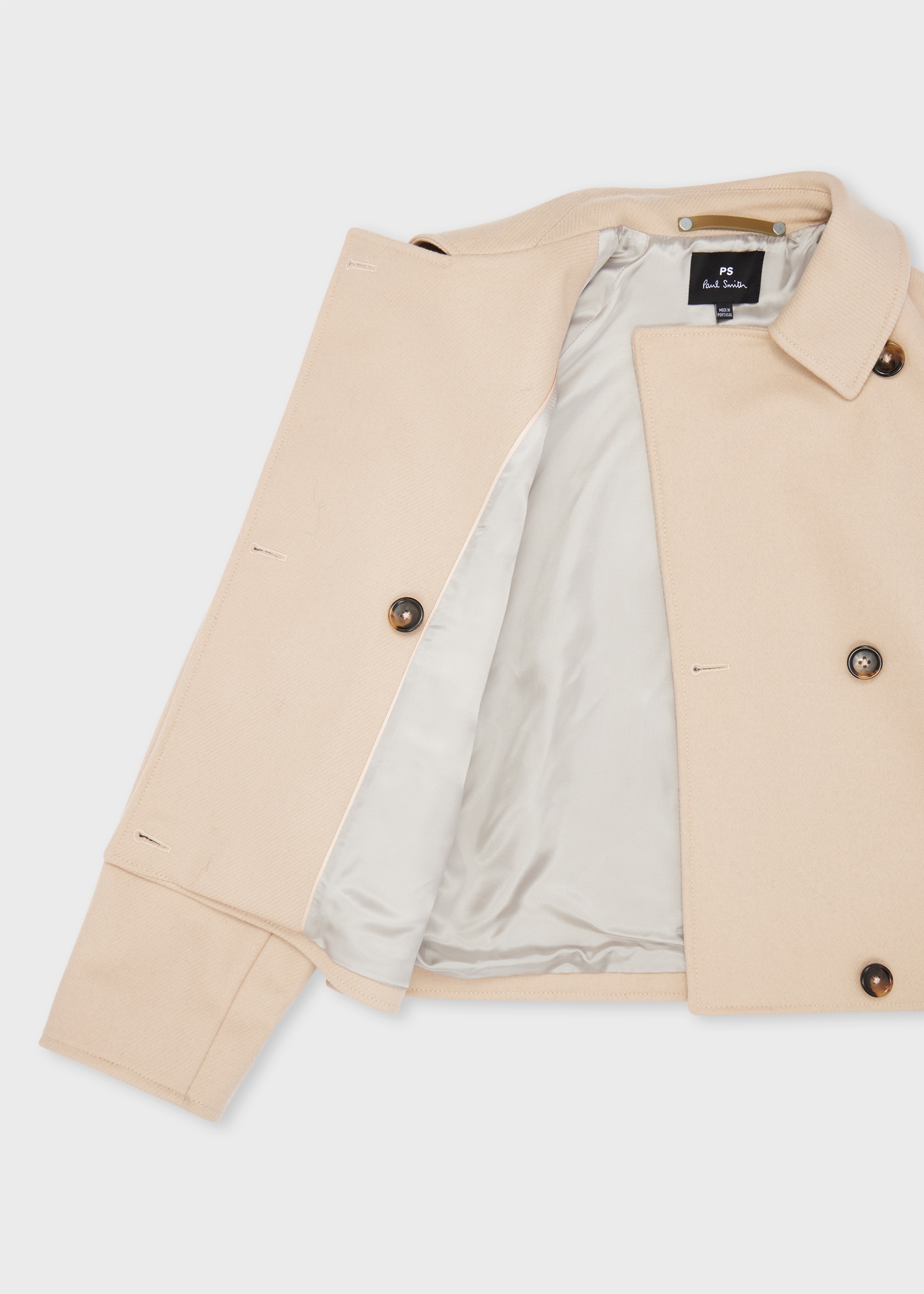 Women's Sand Wool-Cashmere Blend Cropped Cocoon Jacket - 4