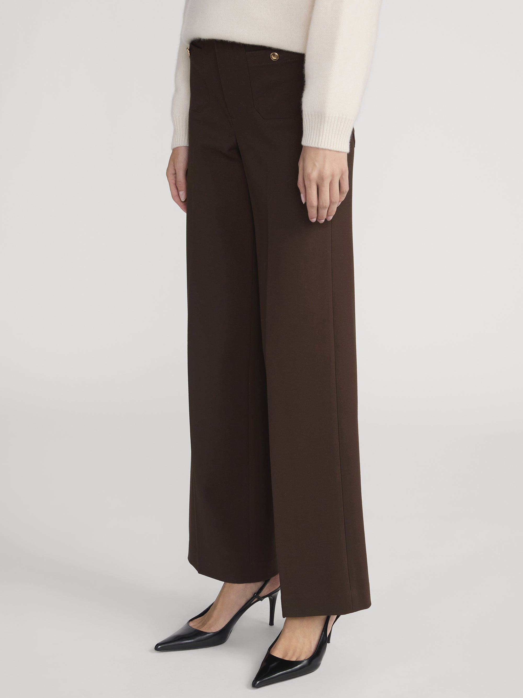 The Slim Palazzo Trouser in Americano - 5