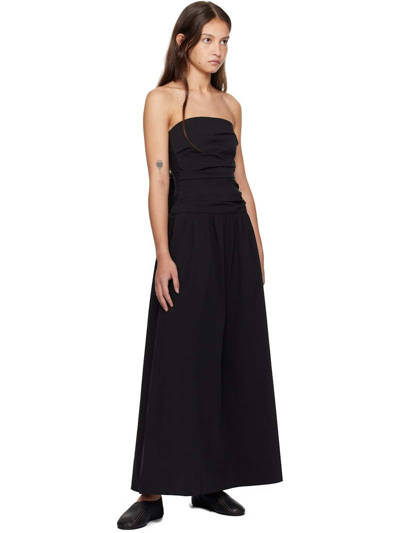 ST. AGNI Black Gathered Strapless Tie Back Maxi Dress outlook