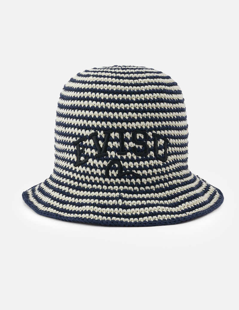Logo Embroidery Striped Knitted Bucket Hat 1