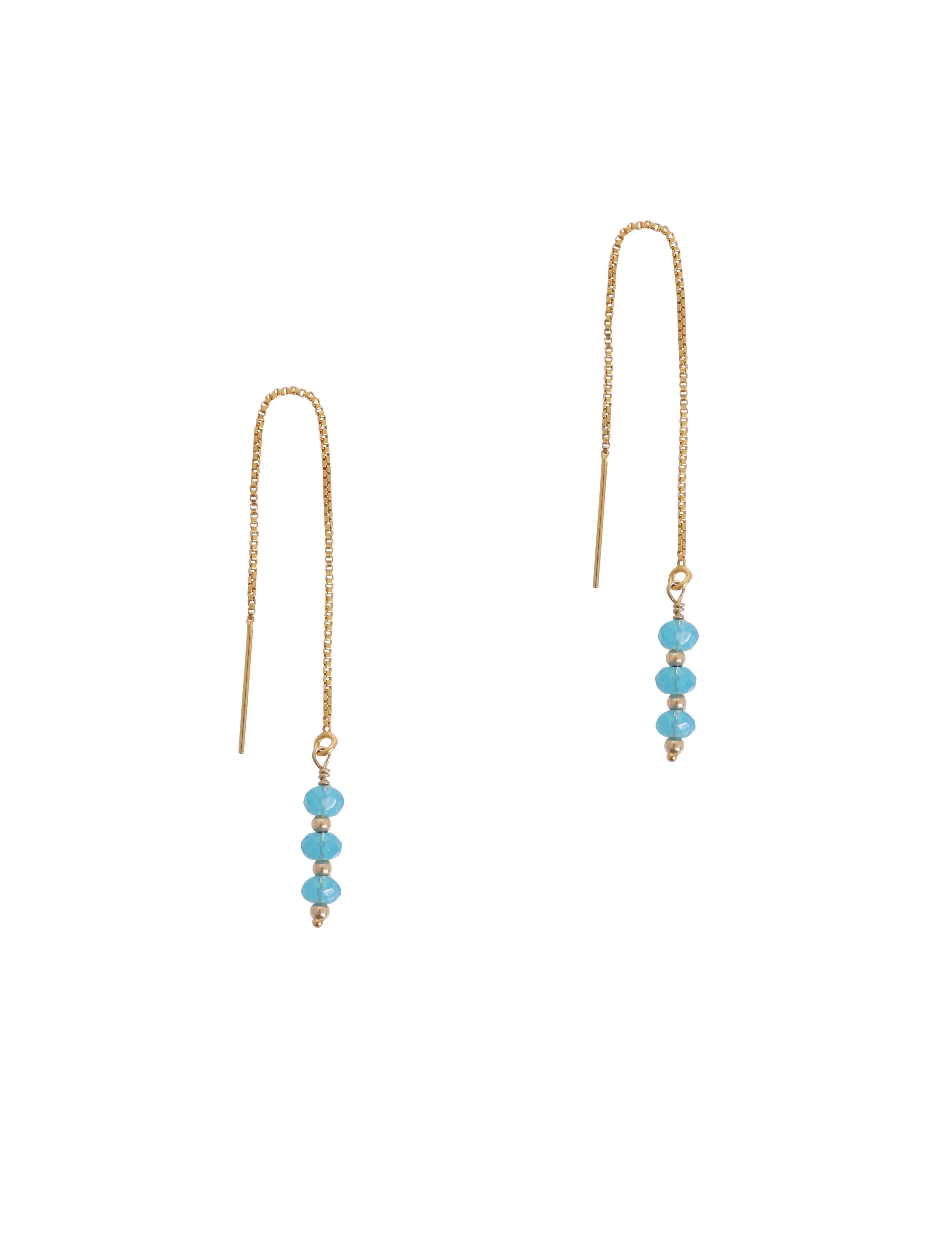 BEADED THREAD THROUGH EARRINGS - 1