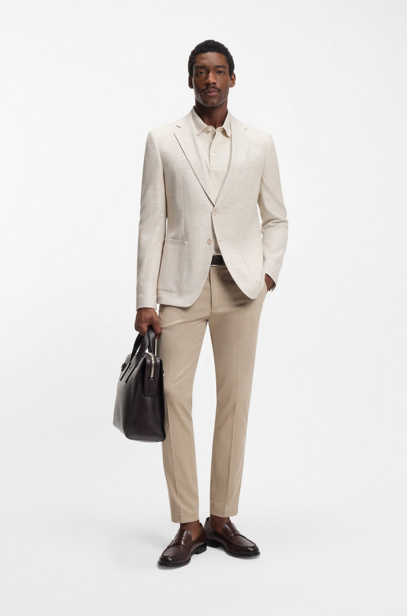 BOSS SLIM-FIT TROUSERS IN STRETCH-COTTON DOBBY outlook