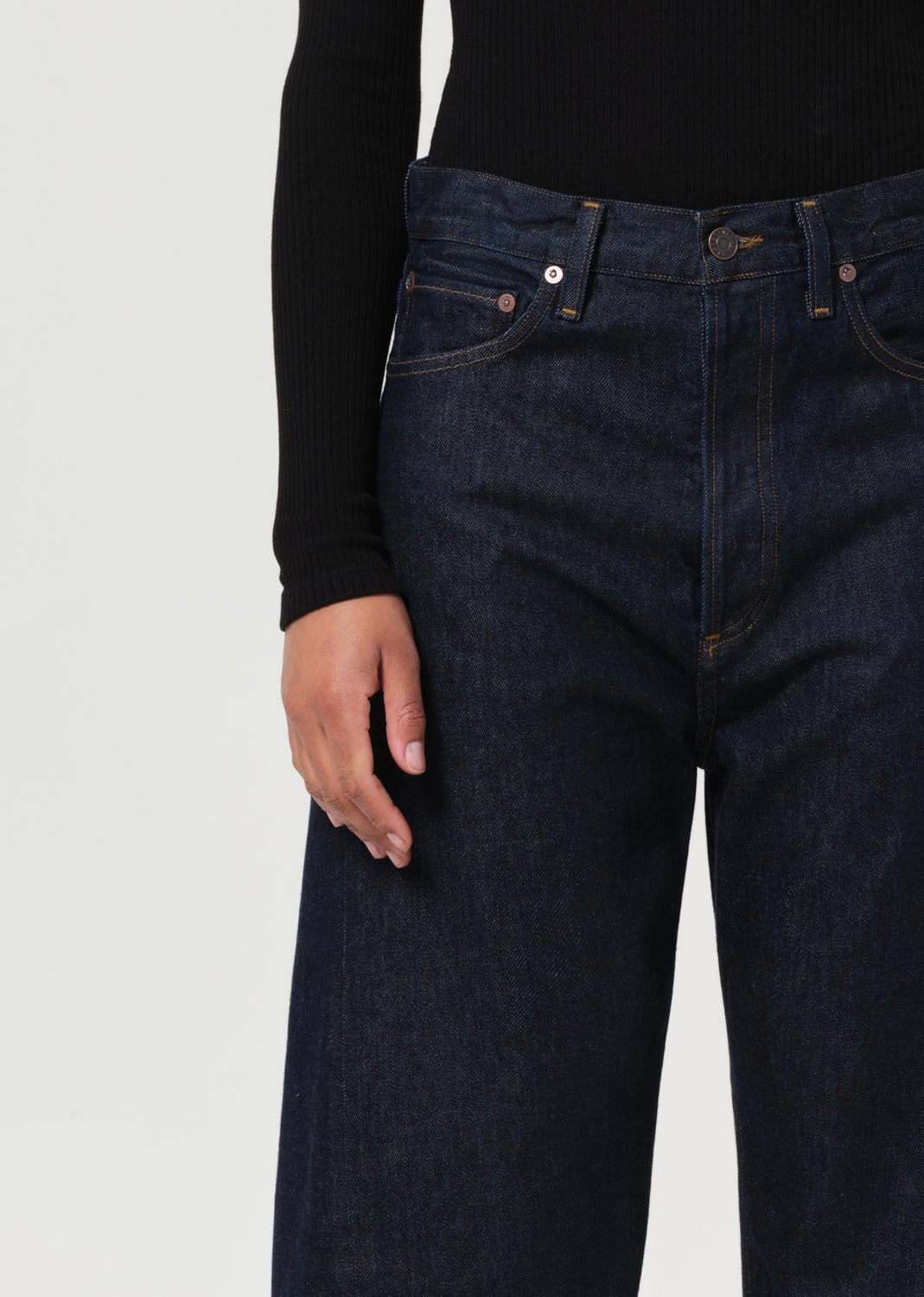 LUNA HIGH RISE PIECED TAPER IN RINSE - 6