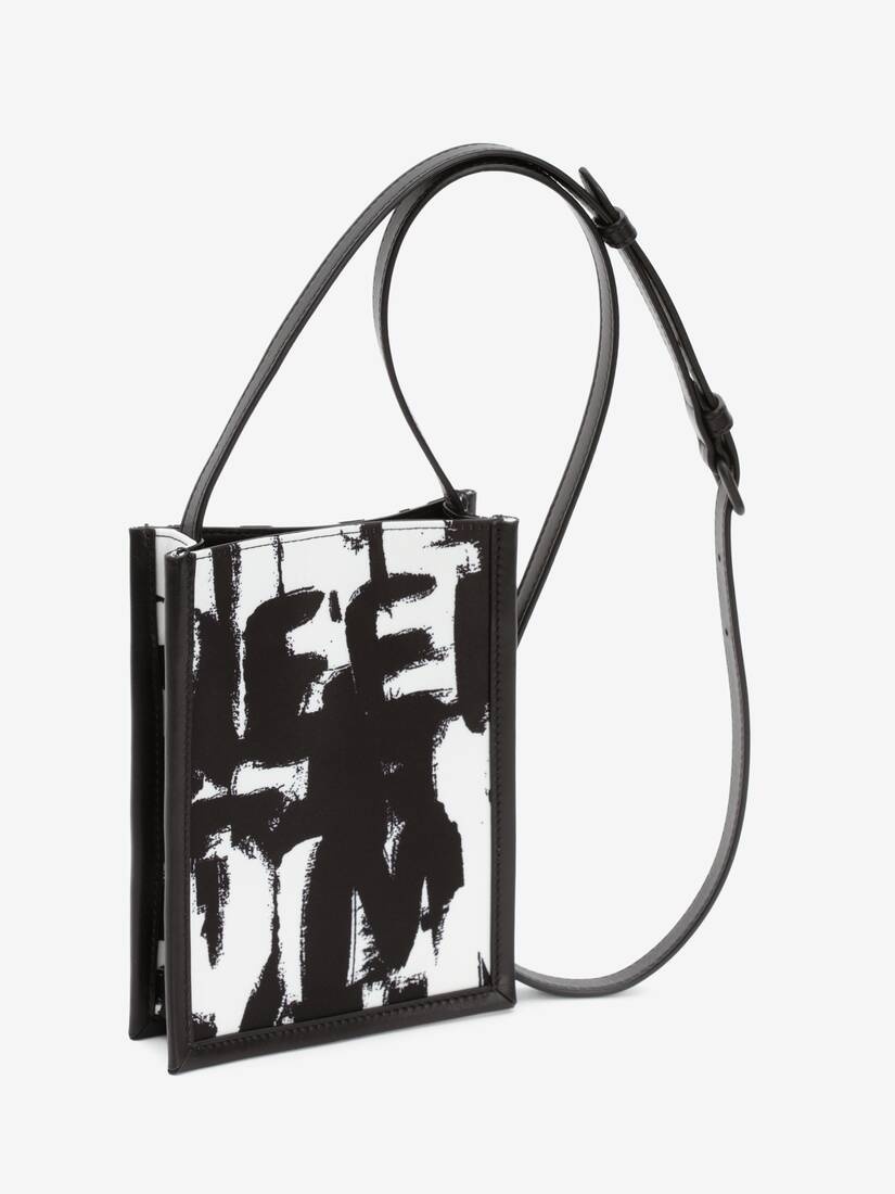 Mcqueen Graffiti Edge Mini Crossbody Bag in Black/off White - 2