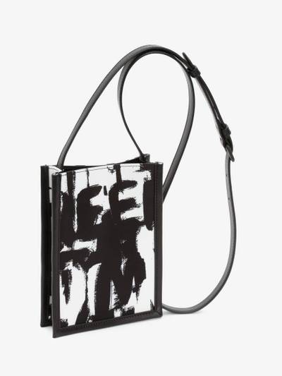 Alexander McQueen Mcqueen Graffiti Edge Mini Crossbody Bag in Black/off White outlook