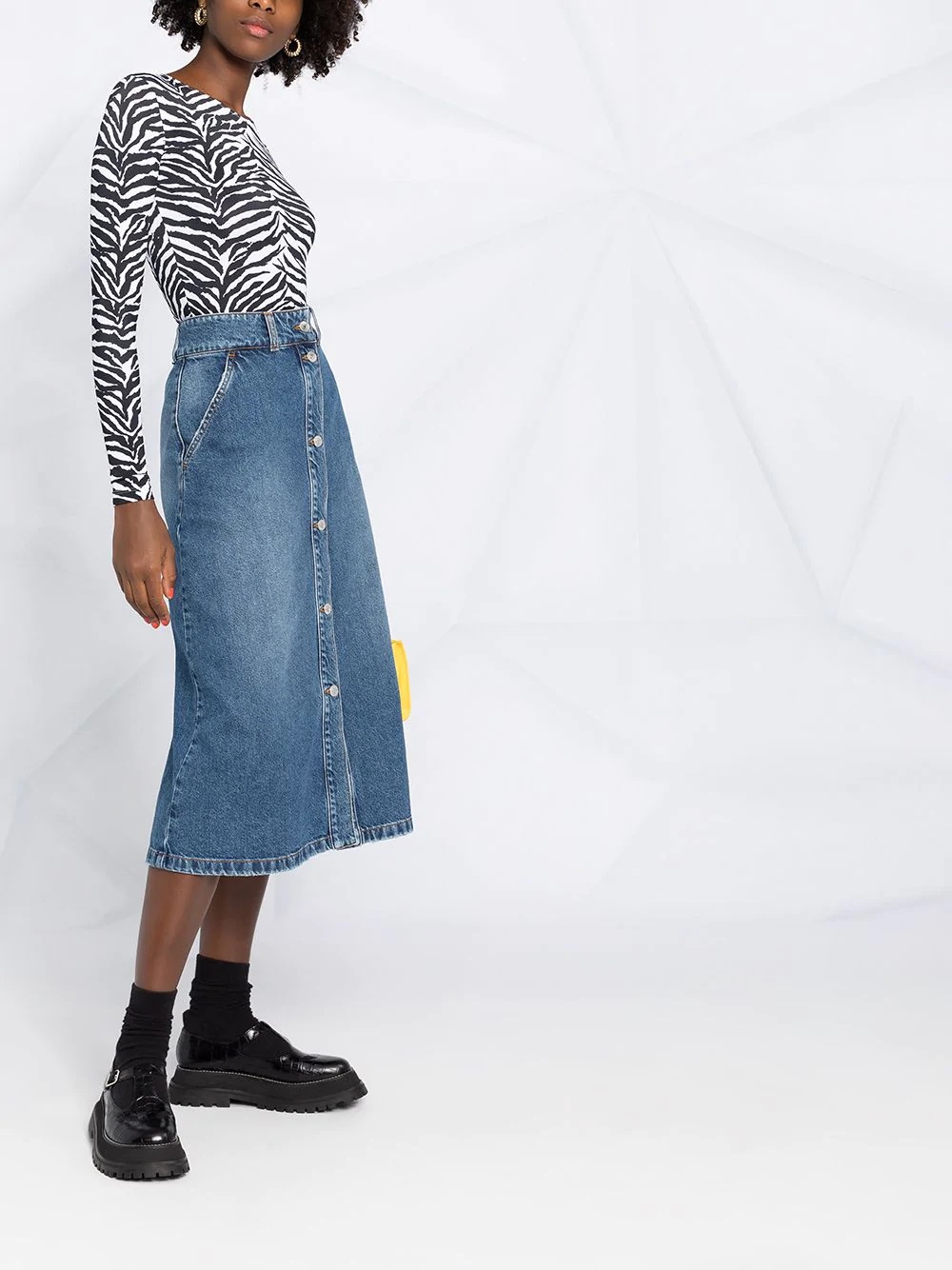 denim A-line skirt - 4