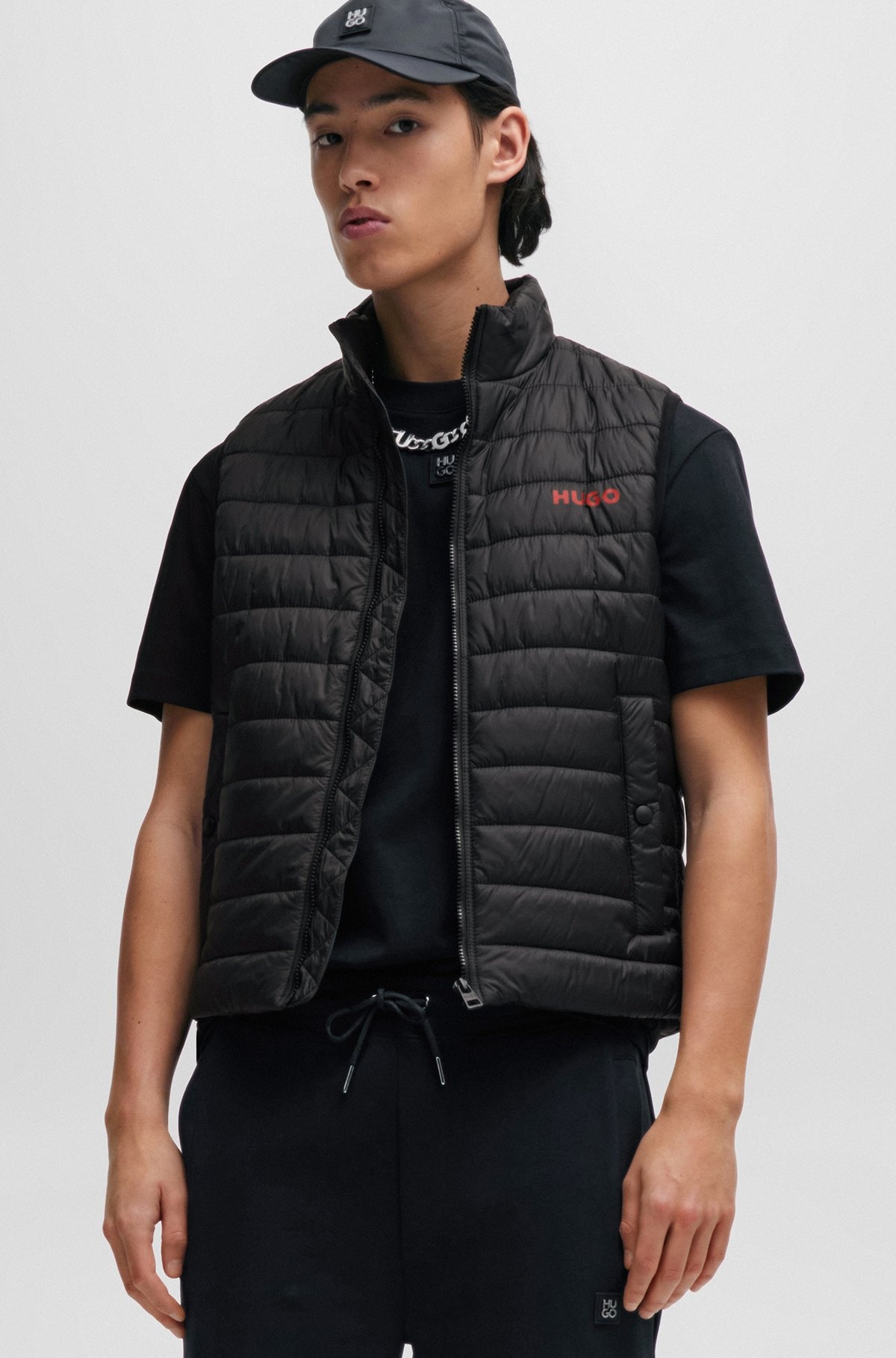 WATER-REPELLENT PADDED GILET WITH CONTRAST LOGO - 6