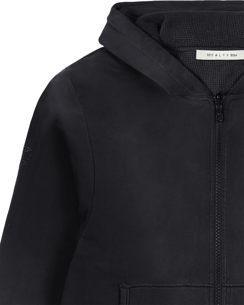 BLACK GARMENT DYE REVERSIBLE ZIP-UP HOODIE 3