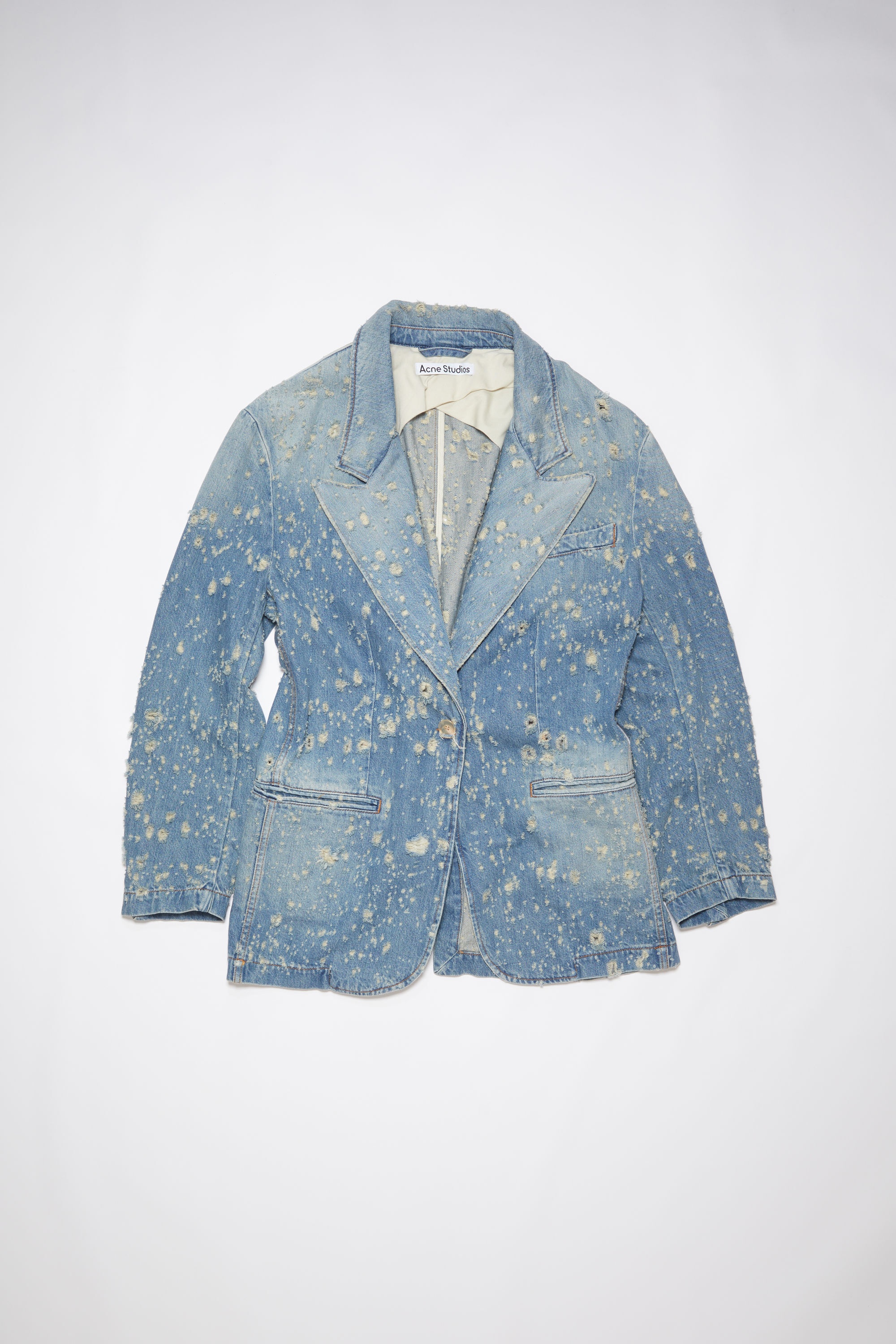 Relaxed fit denim suit jacket - Mid blue - 7