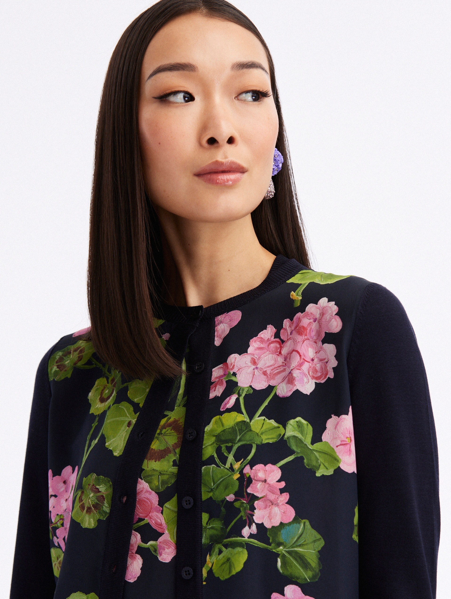 GERANIUM SILK INSET CARDIGAN - 4