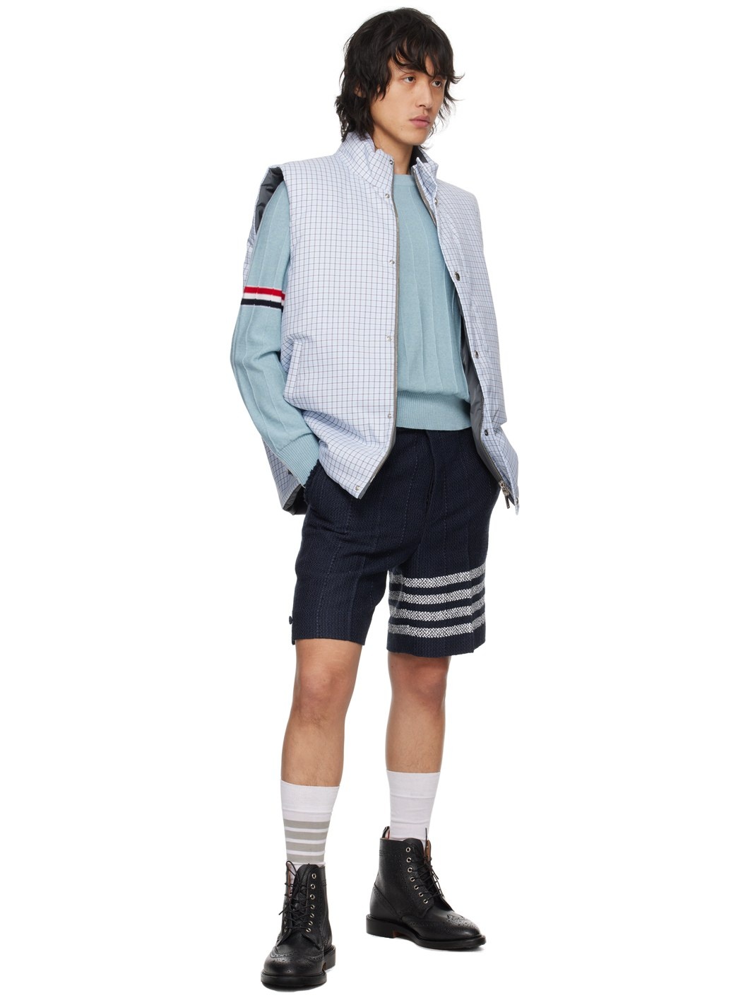 Blue 4-Bar Reversible Down Vest - 5