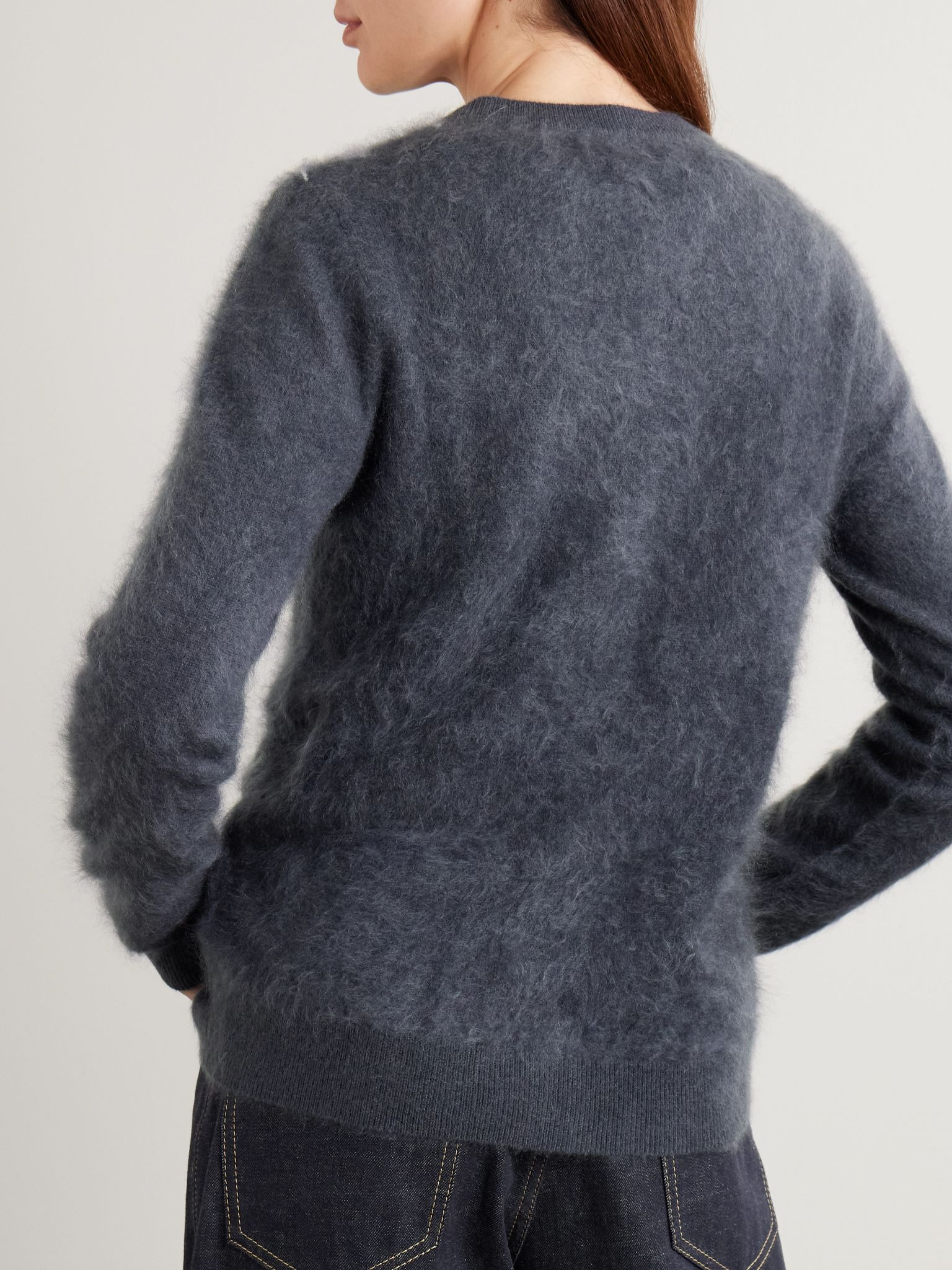 Arlo argyle brushed organic cashmere cardigan Gray - 4