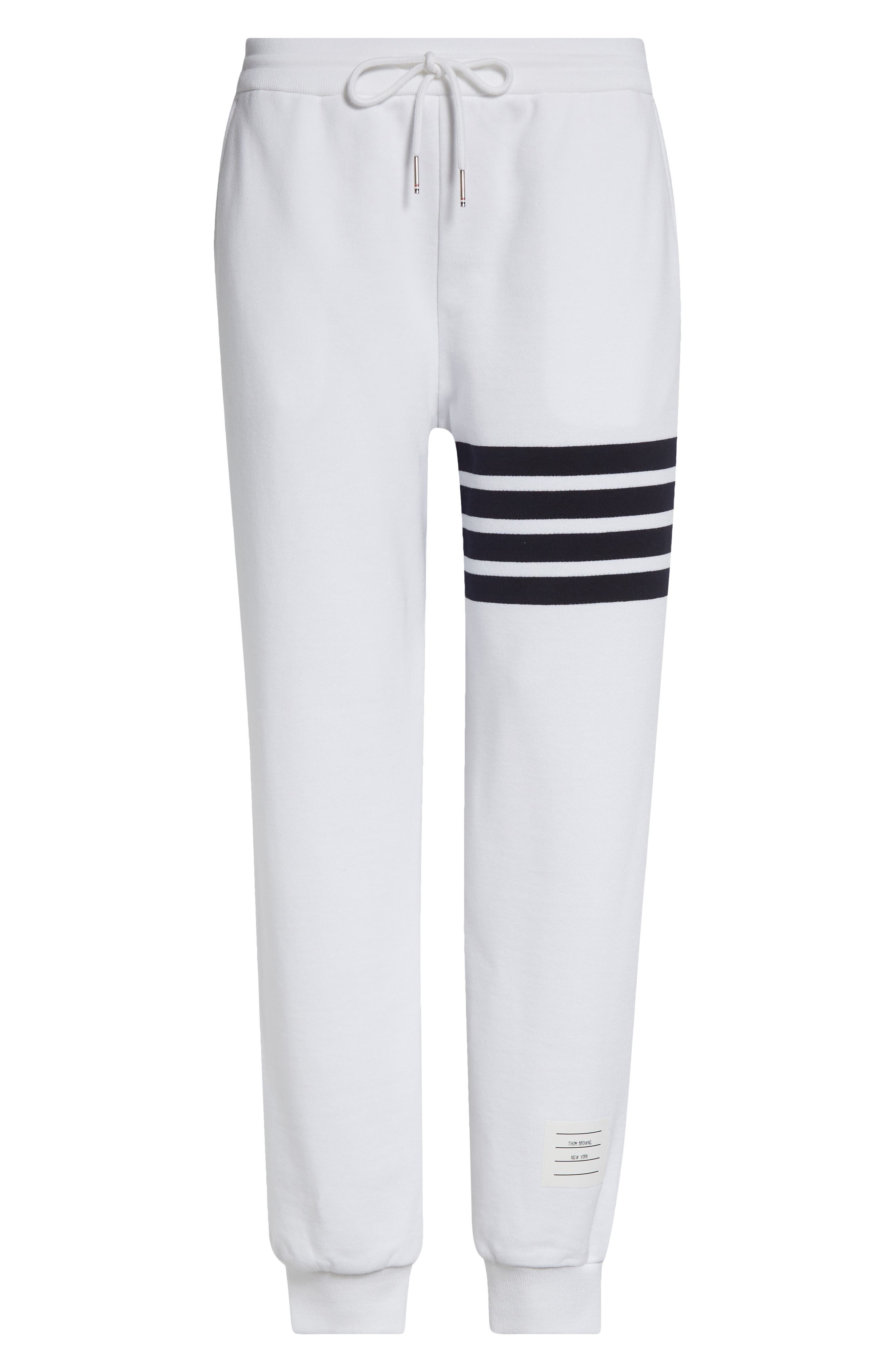 Thom Browne Classic 4-Bar Cotton French Terry Joggers in White /Navy at Nordstrom - 6