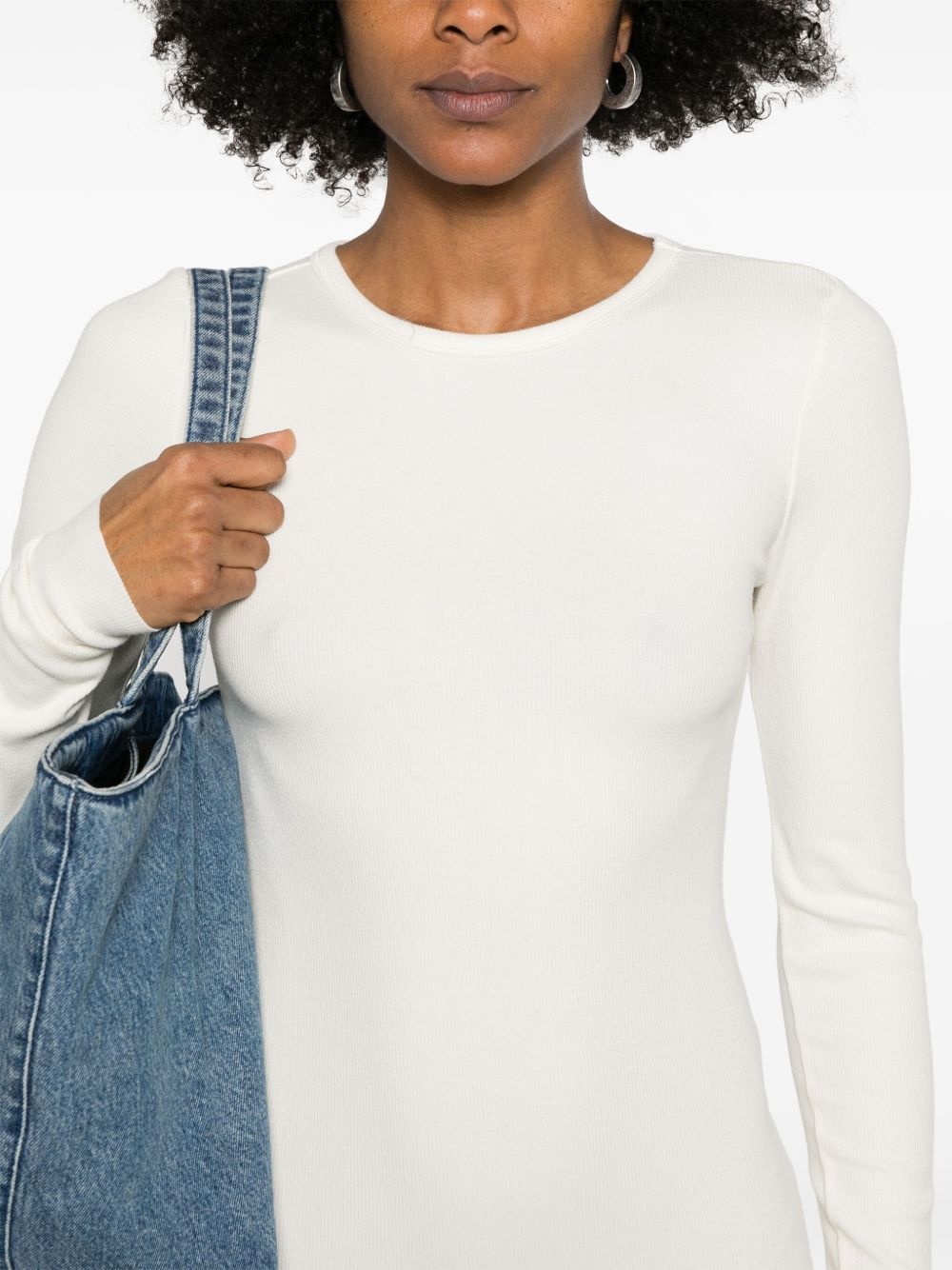 long-sleeve crew-neck mini dress - 5