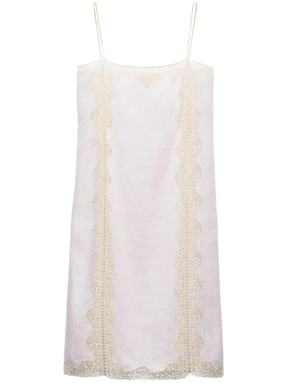 lace-trimmed linen midi dress - 1