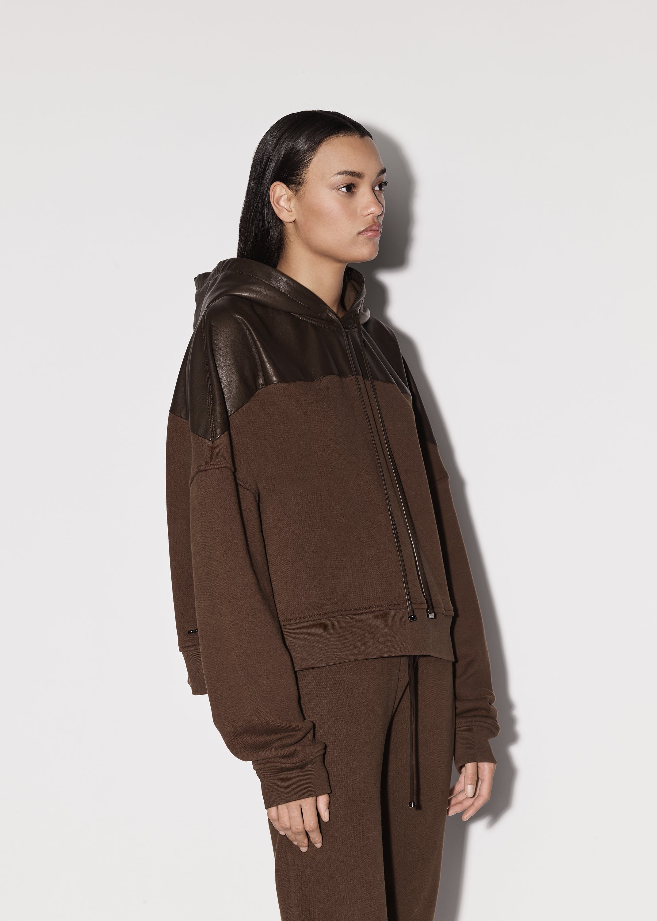 LEATHER HYBRID HOODIE - 4