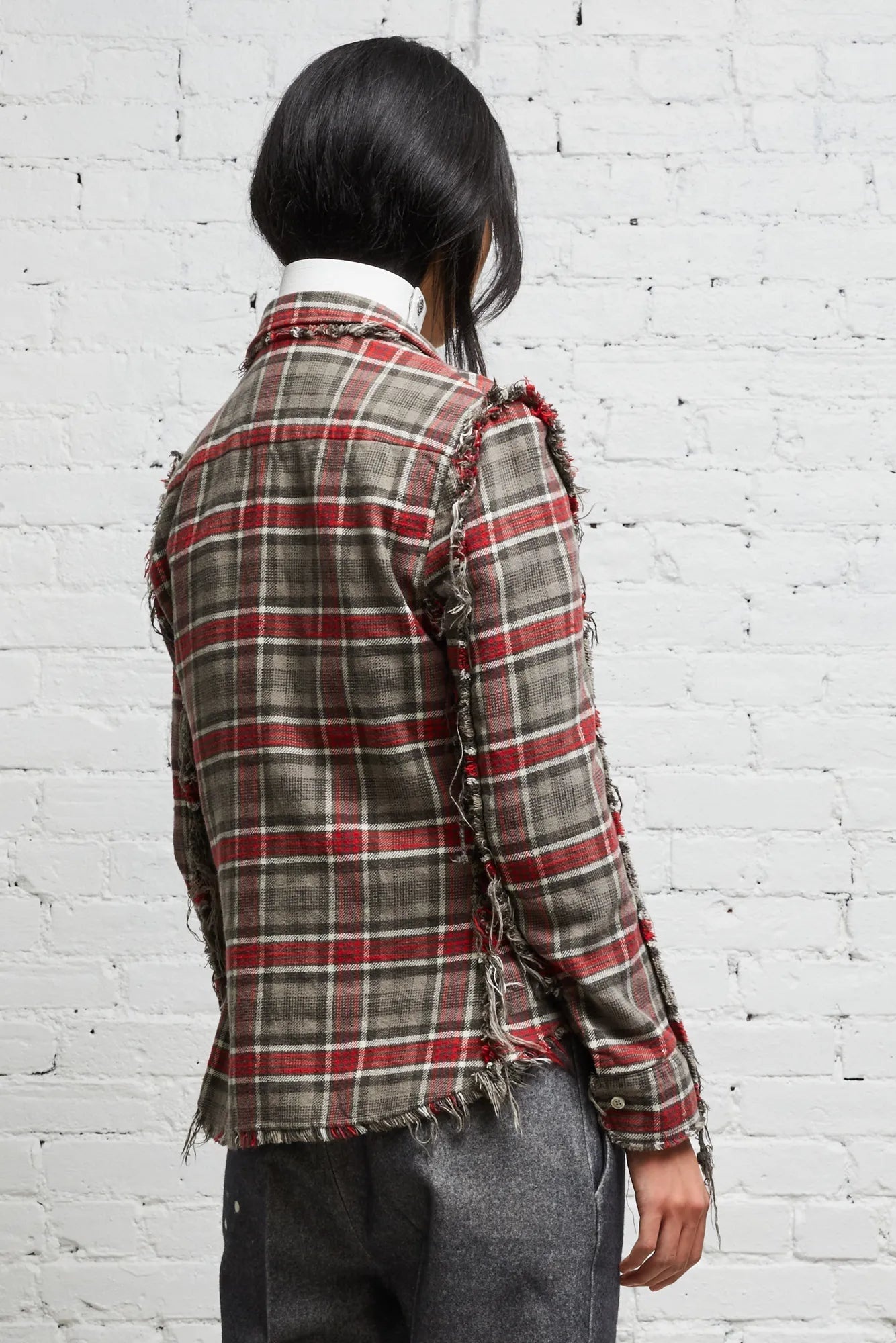 FLAT SLEEVE SHIRT - GREY PLAID - 4