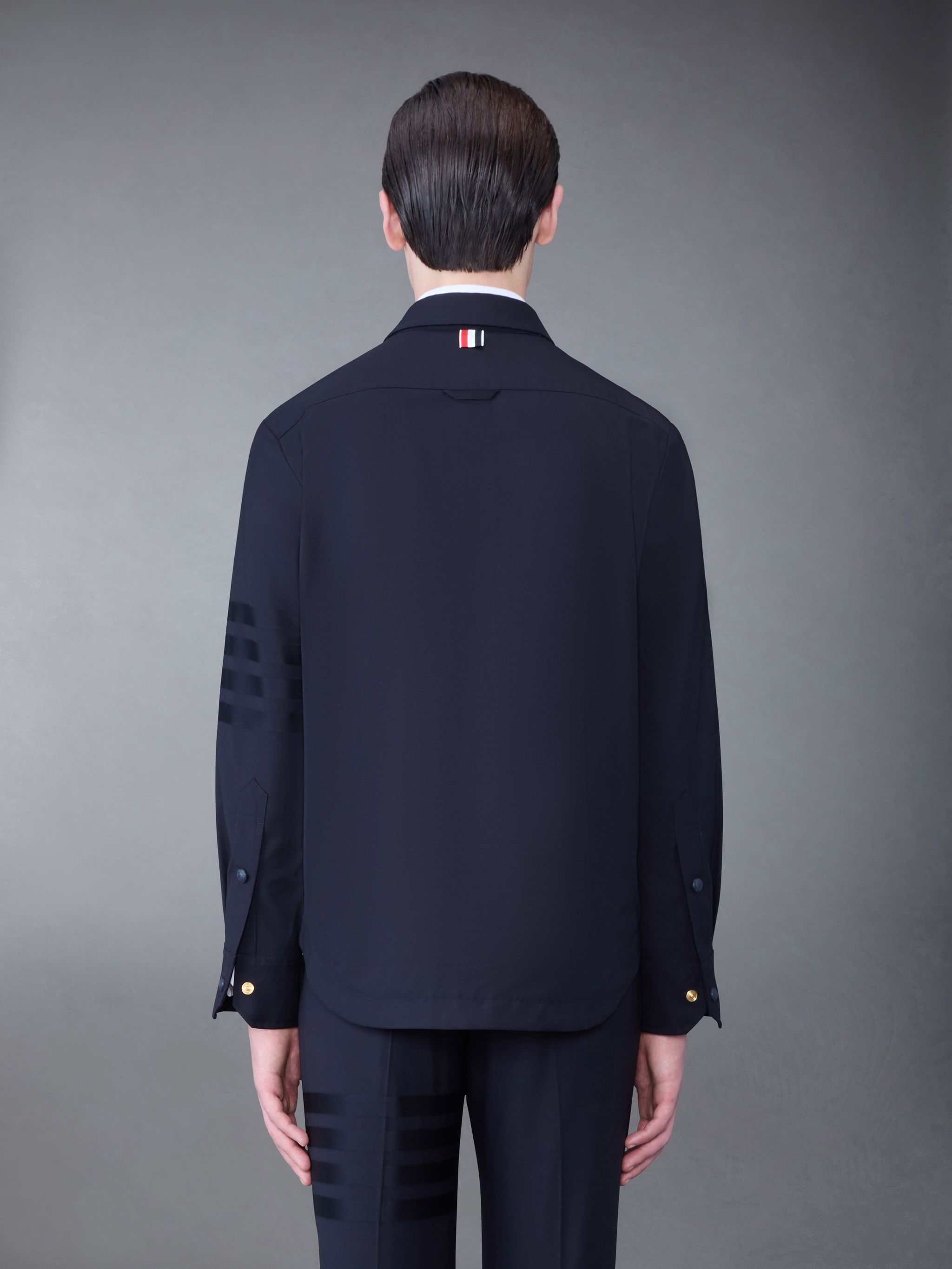 Plain Weave 4-Bar Snap Front Shirt Jacket - 2