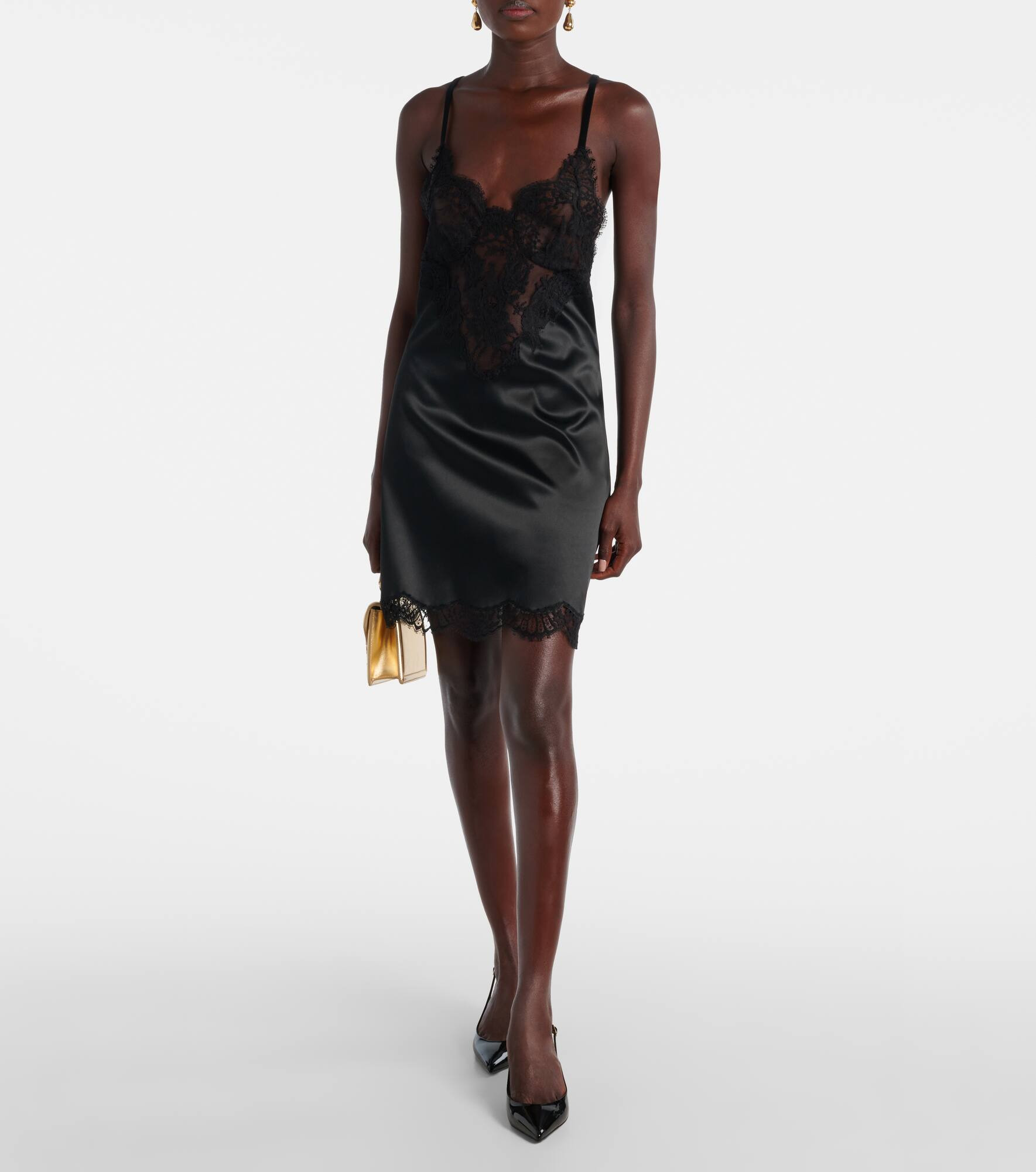 Lace-trimmed satin slip dress - 2