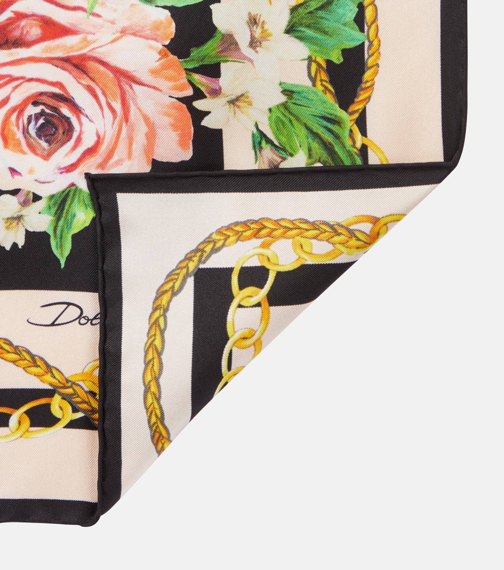 Floral silk twill scarf - 5