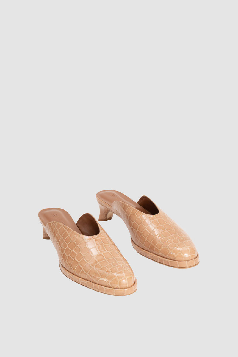 BY FAR Babylady Light Tan Croco Embossed Leather Slip-On Mule outlook