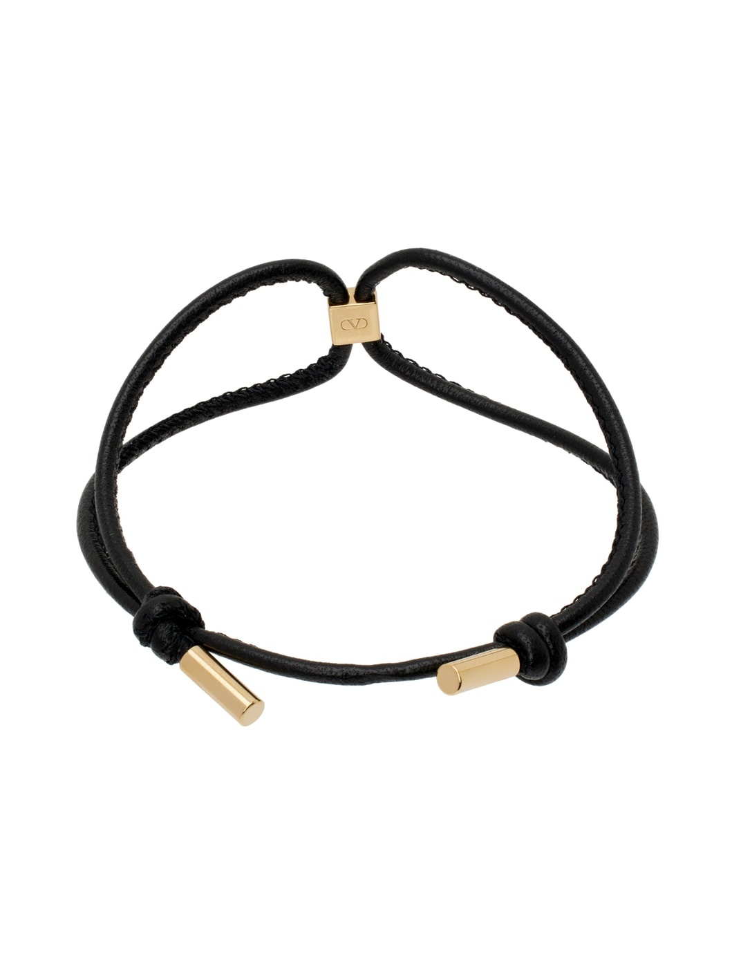 Black & Gold Rockstud Leather Bracelet - 2