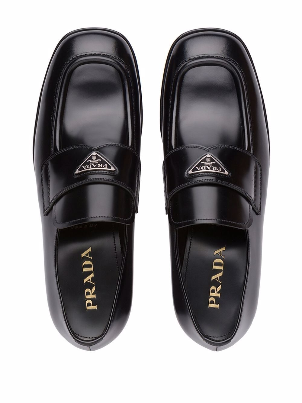 logo-plaque square-toe loafers - 4