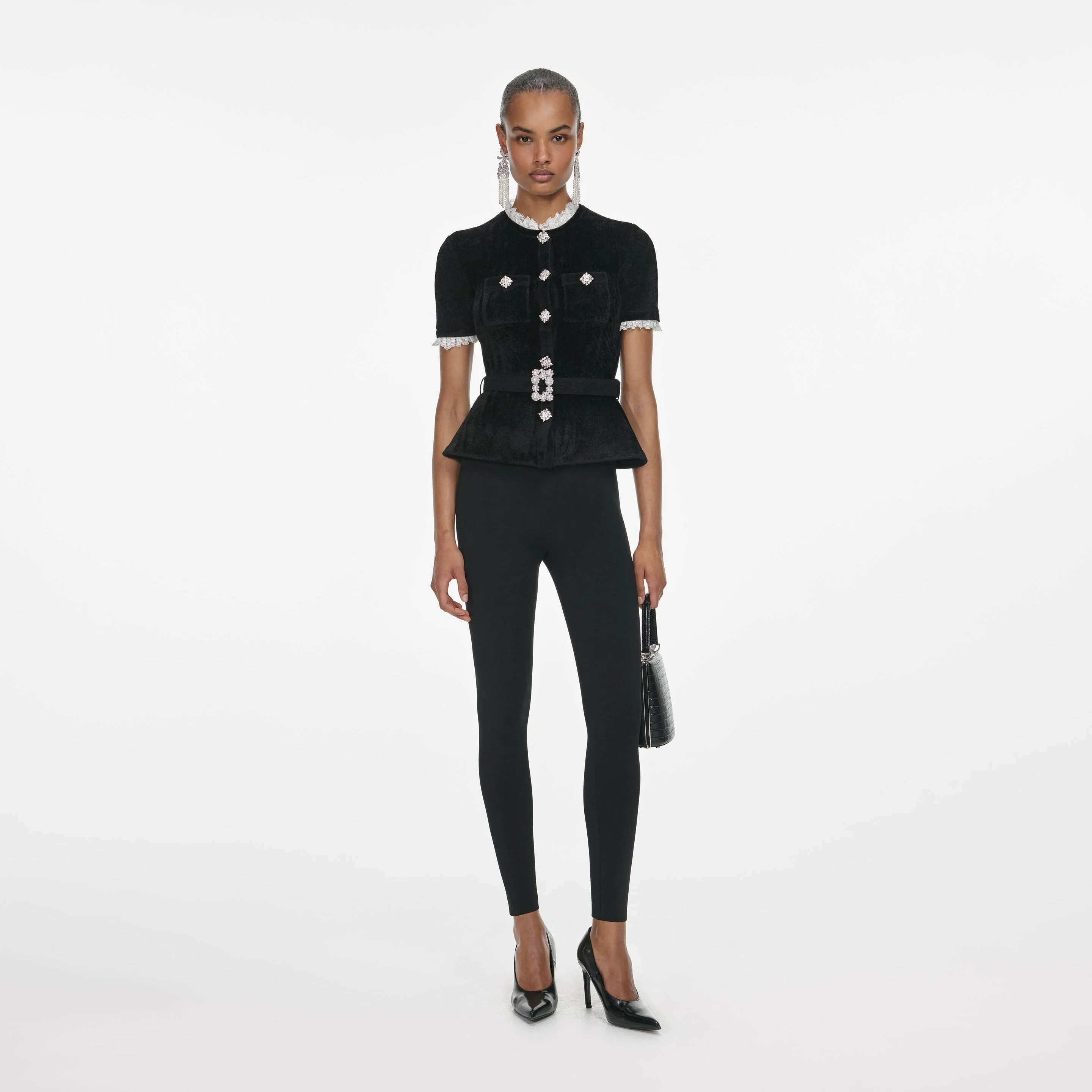 Black Chenille Knit Top - 1