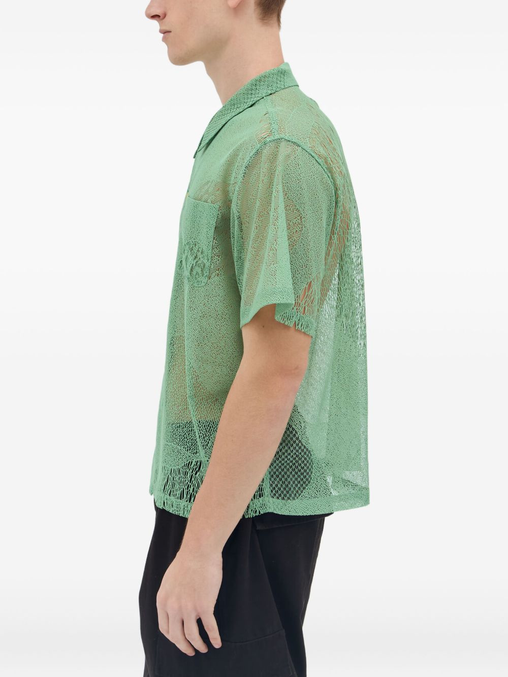 lace short-sleeve shirt - 3