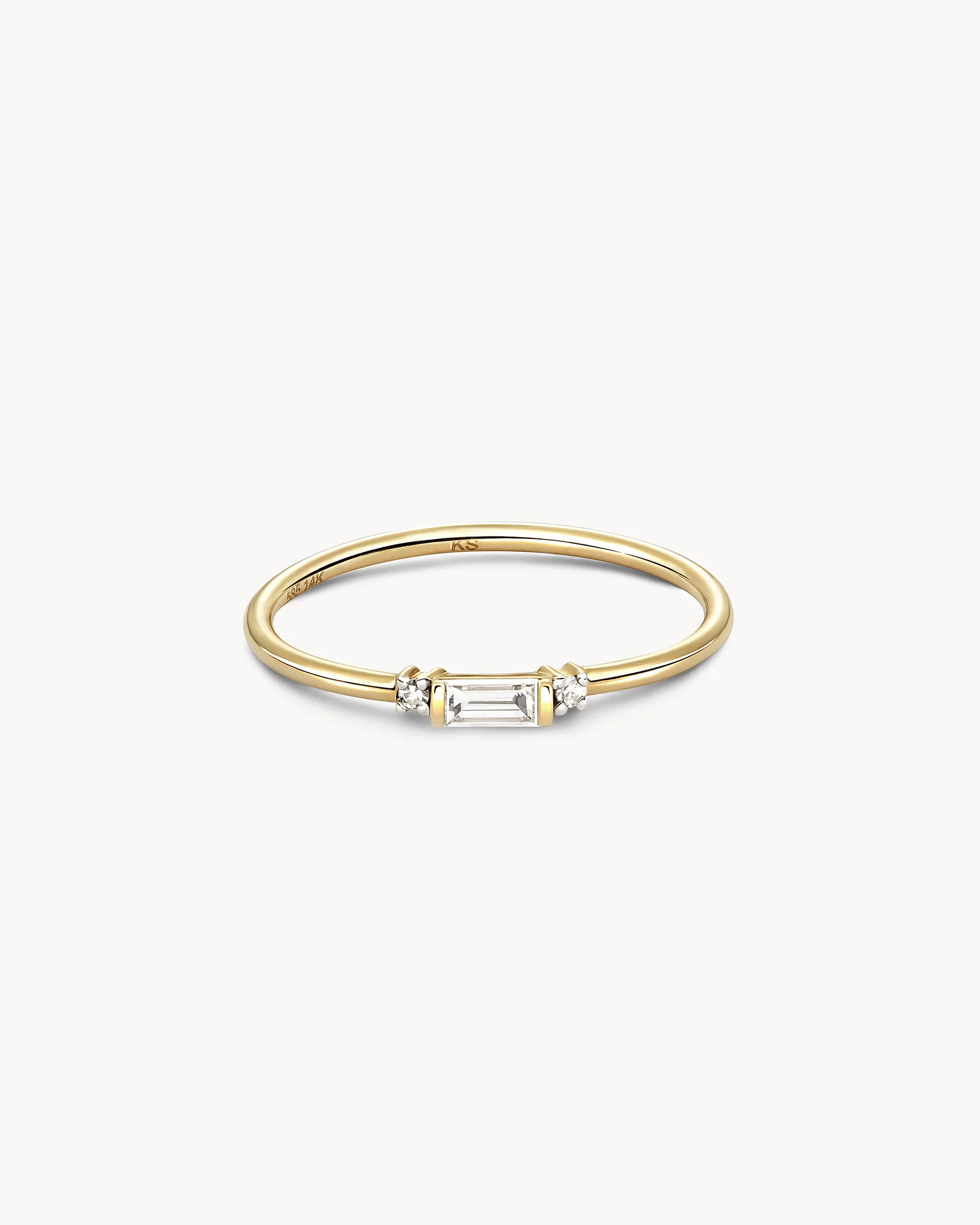 Maria 14k Yellow Gold Band Ring in White Diamond - 1