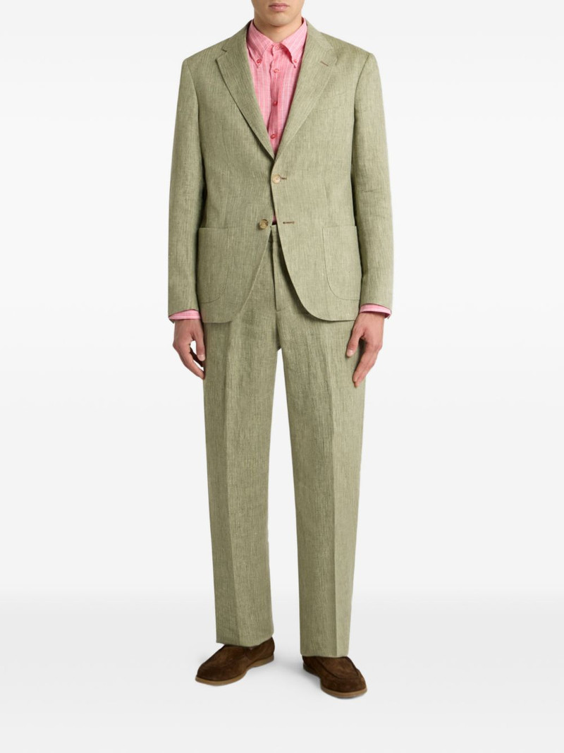 Etro chevron-motif single-breasted linen jacket outlook