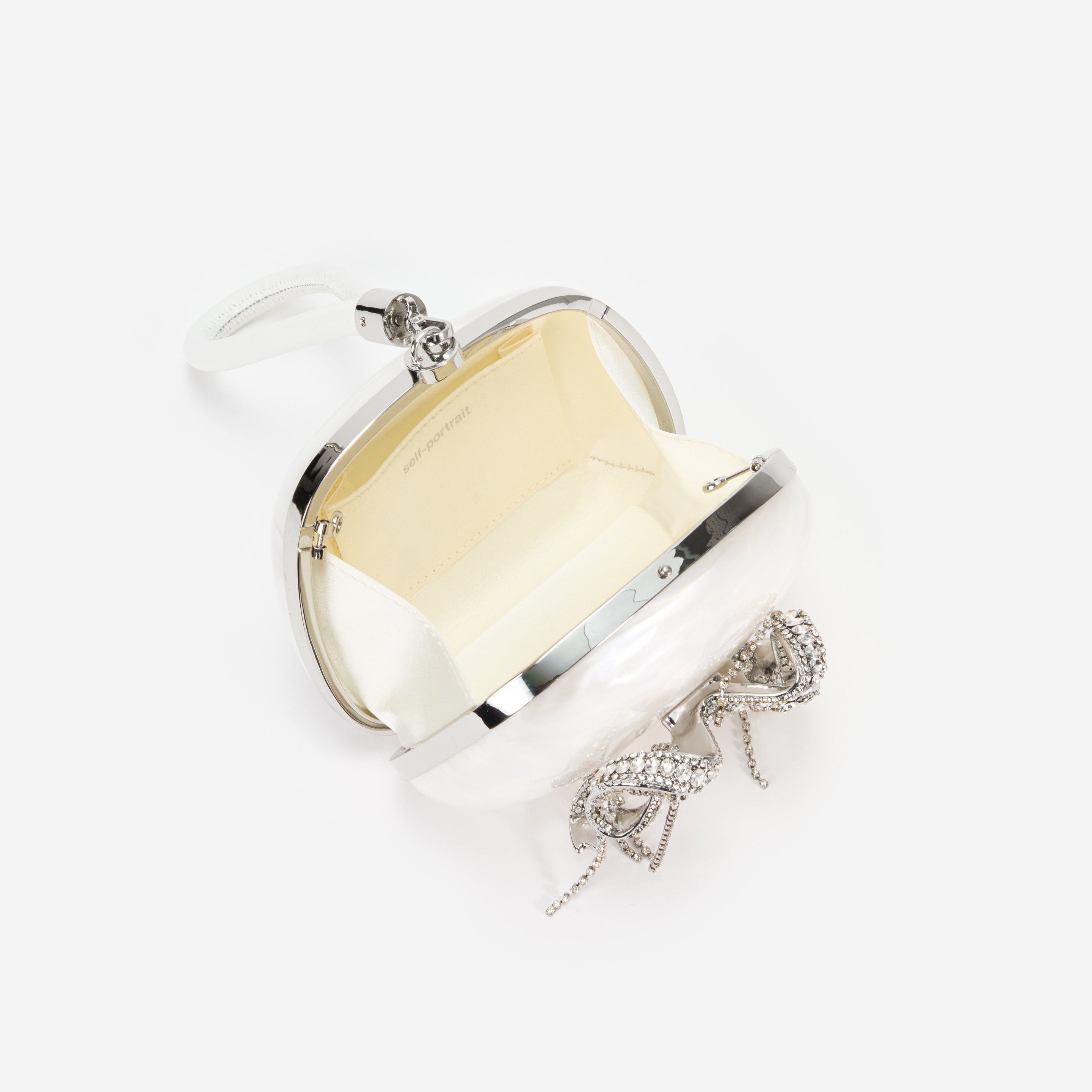【Self-Portrait】クリスタル｜エンベリッシュド◇クラッチ self-portrait Pearl Top Handle Clutch Bag | REVERSIBLE