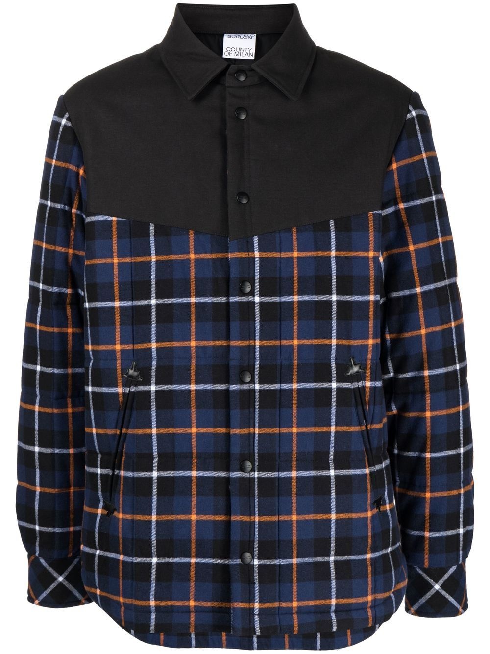 check-print padded shirt jacket - 2