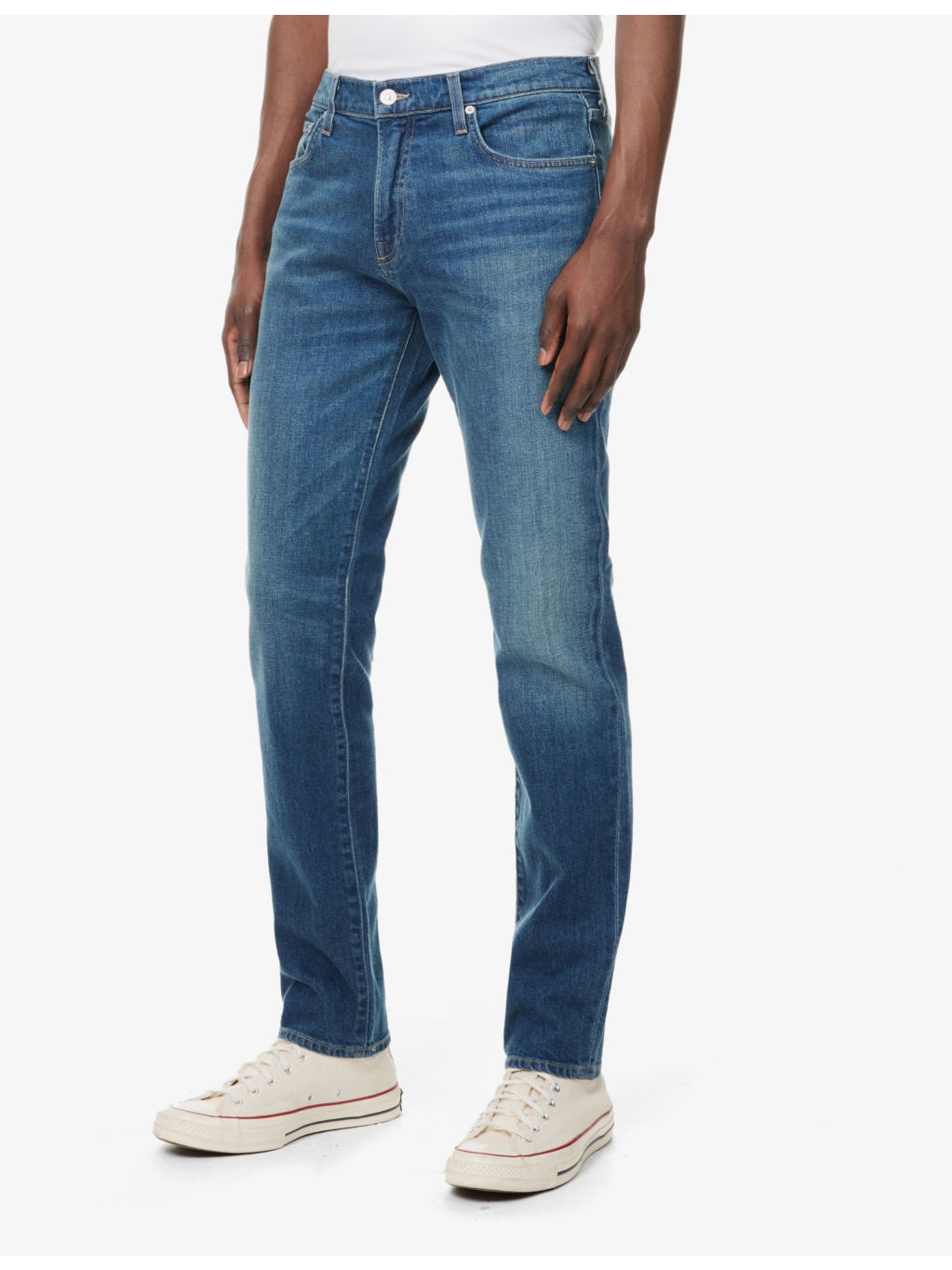Adler Brand-Patch Tapered-Leg Regular-Fit Stretch-Denim Jeans - 3