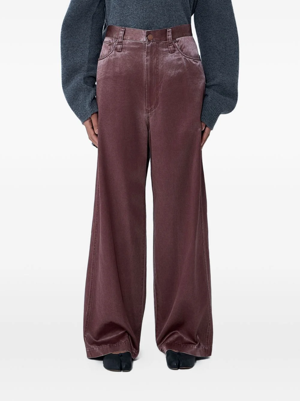 brown wide-leg jeans - 1