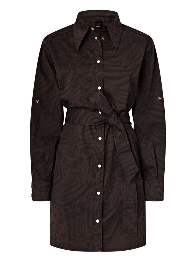 animal-print belted midi dress 1