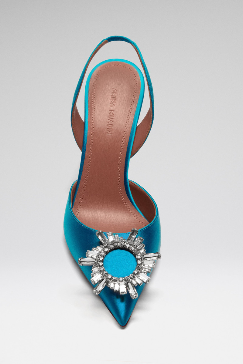 Amina Muaddi BEGUM SLING AZUR SATIN outlook