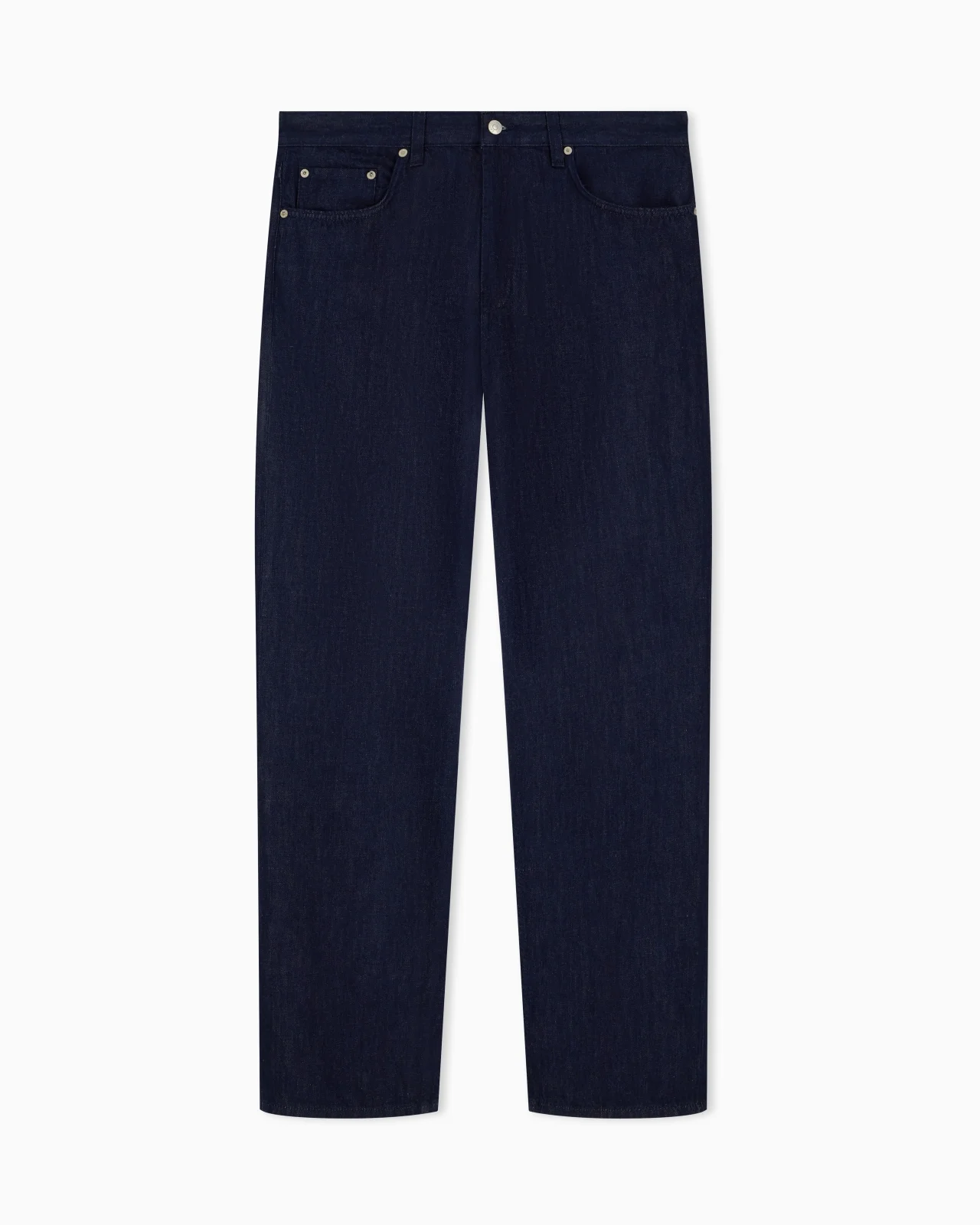 FIVE-POCKET STRAIGHT-LEG JEANS IN COTTON AND LINEN DENIM - 1