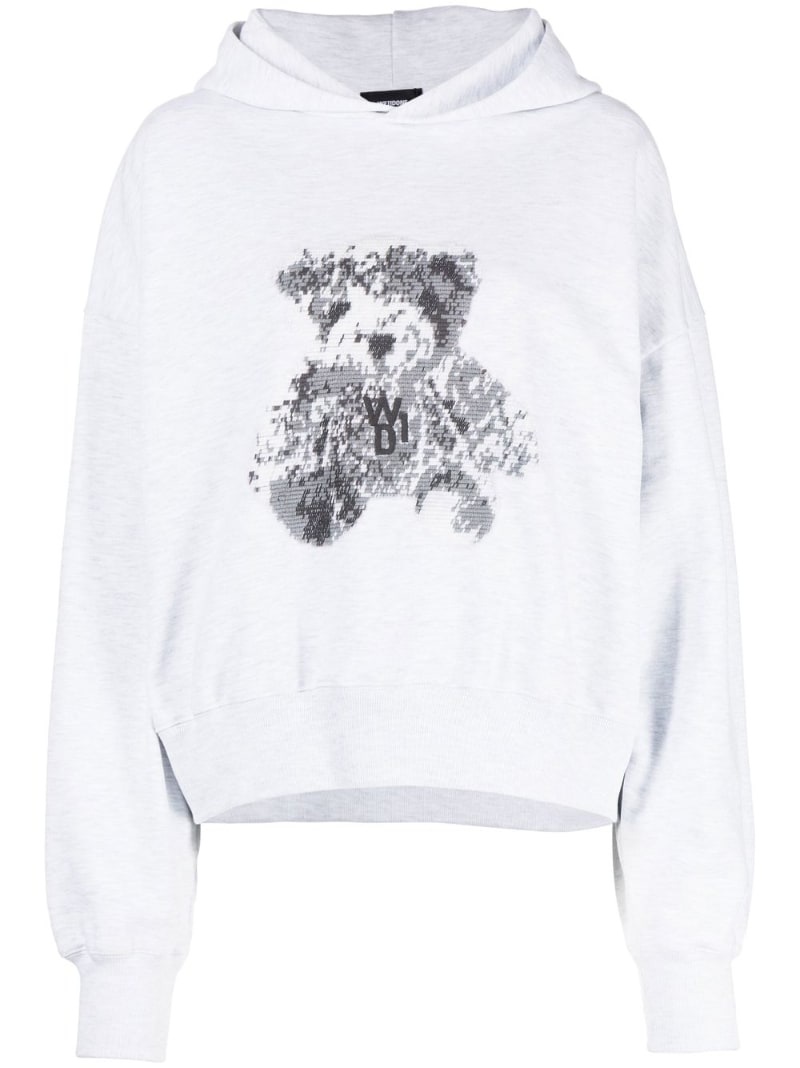 teddy bear print hoodie - 1