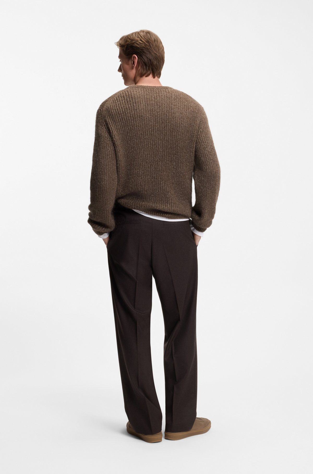 BECKHAM X BOSS KNITTED SWEATER WITH MOULINÉ RIB - 5